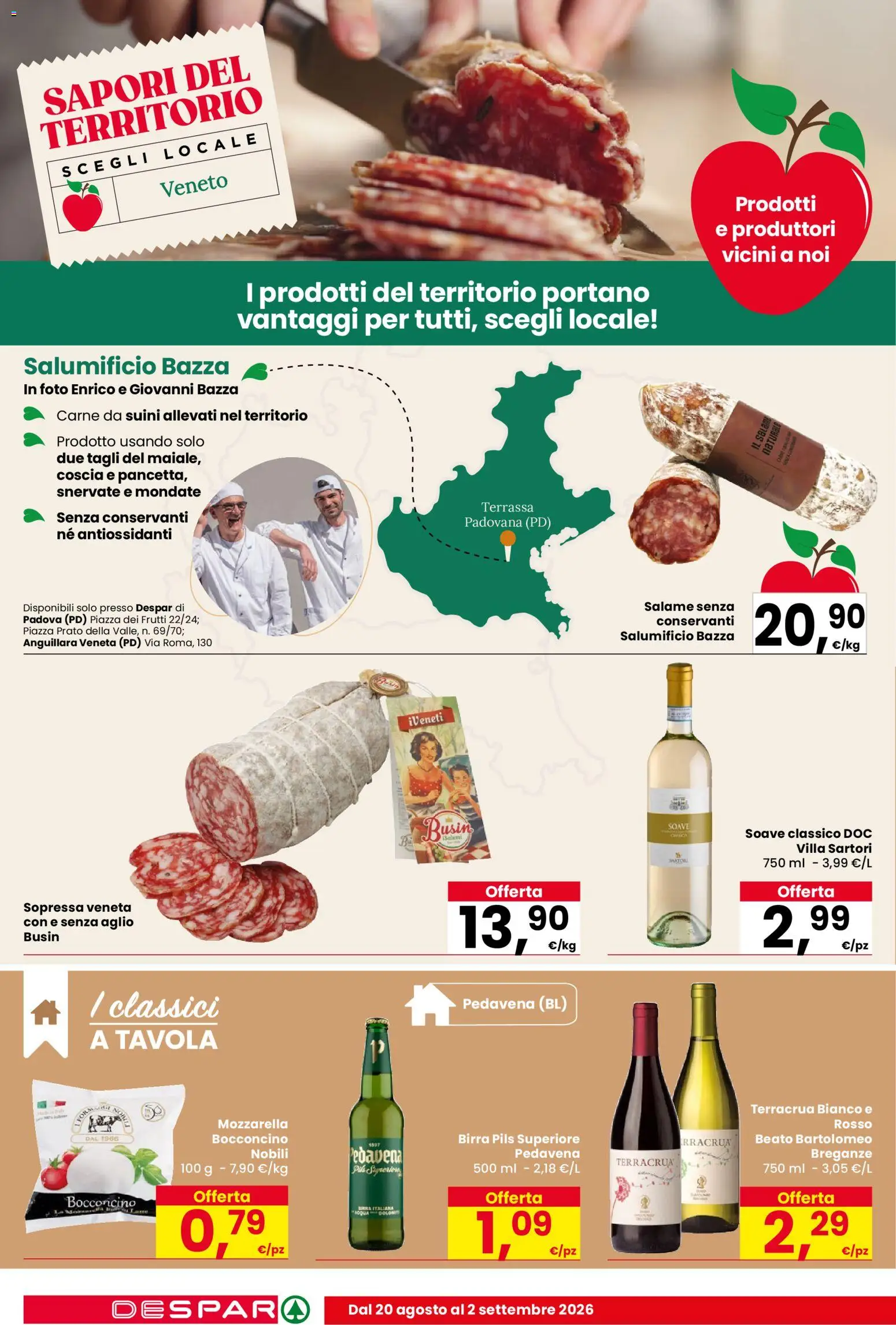 Volantino Despar del 20/08/2026 | Pagina: 8 | Prodotti: Salame, Birra, Latte, Aglio