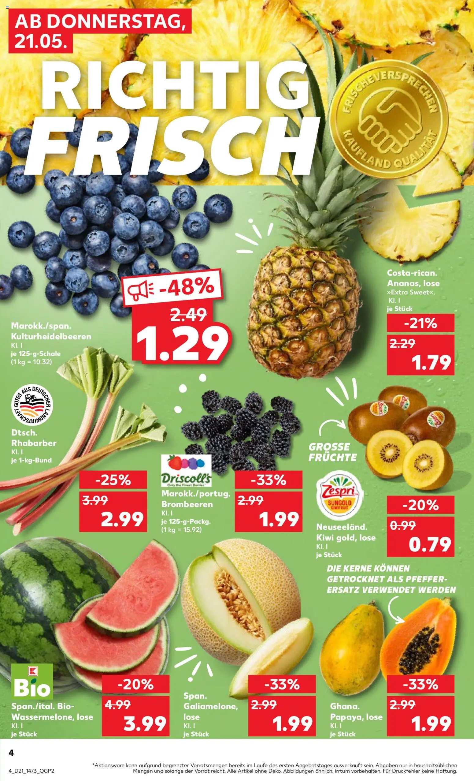 Kaufland Prospekt Rostock	 – gültig ab 21.05.2026 | Seite: 4 | Produkte: Pfeffer, Rhabarber, Kiwi
