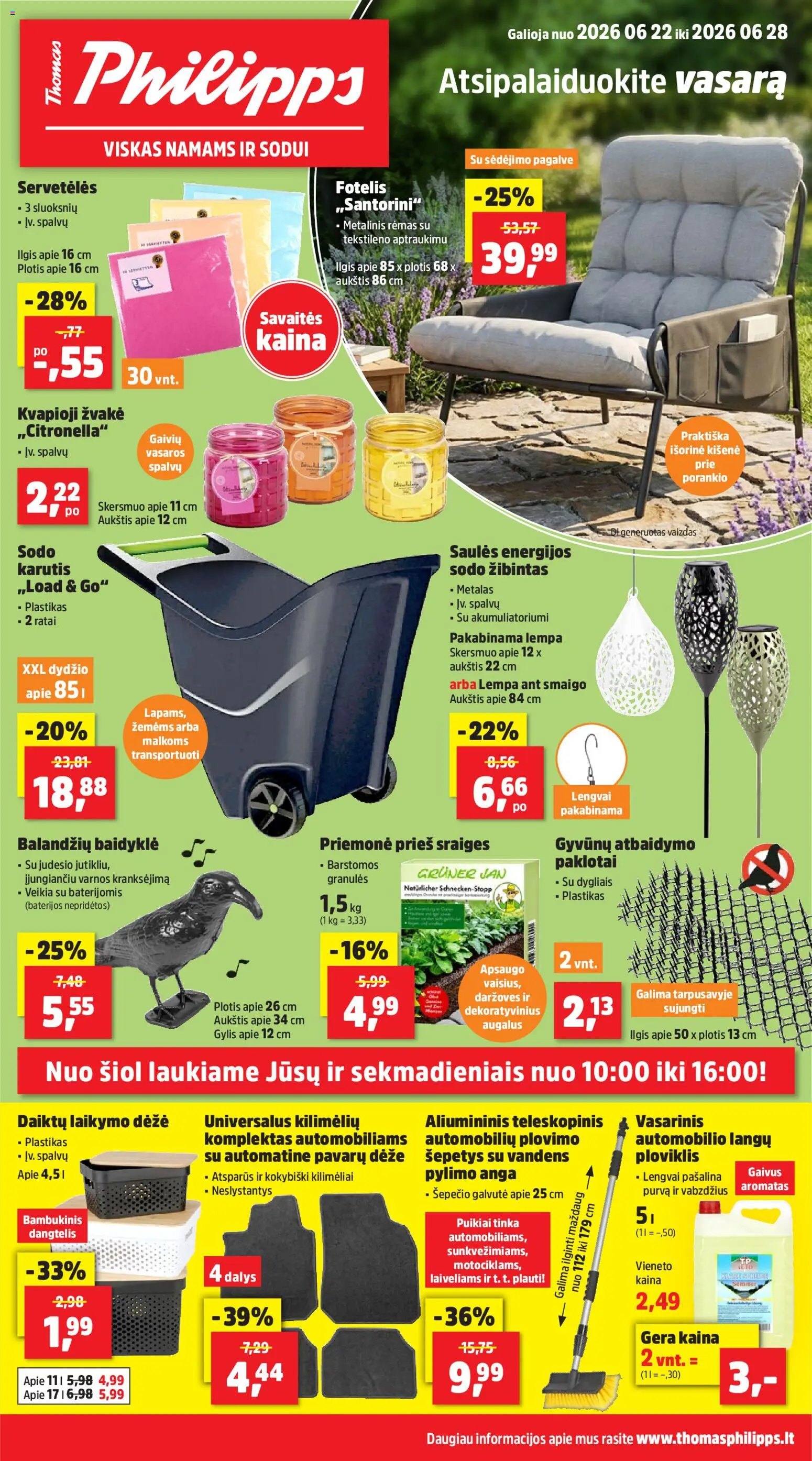 Thomas Philipps akcijos nuo 2026.06.22 | Puslapis: 1 | Prekių: Pagalvė, Fotelis, Dėžė, Lempa