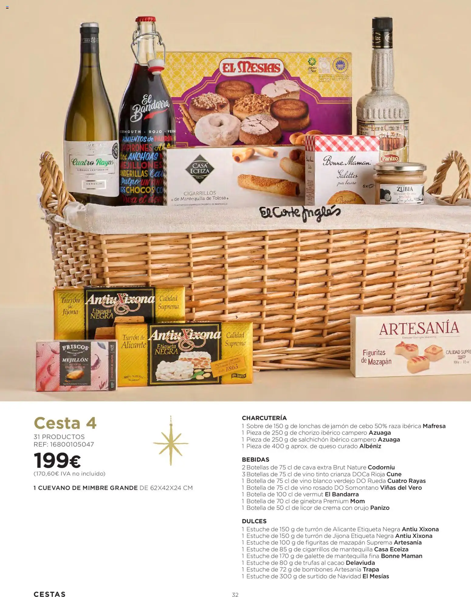Hipercor - Cestas de Navidad │ válido desde el 08/10/2026 | Página: 32 | Productos: Vino tinto, Jamón, Vino blanco, Dulces
