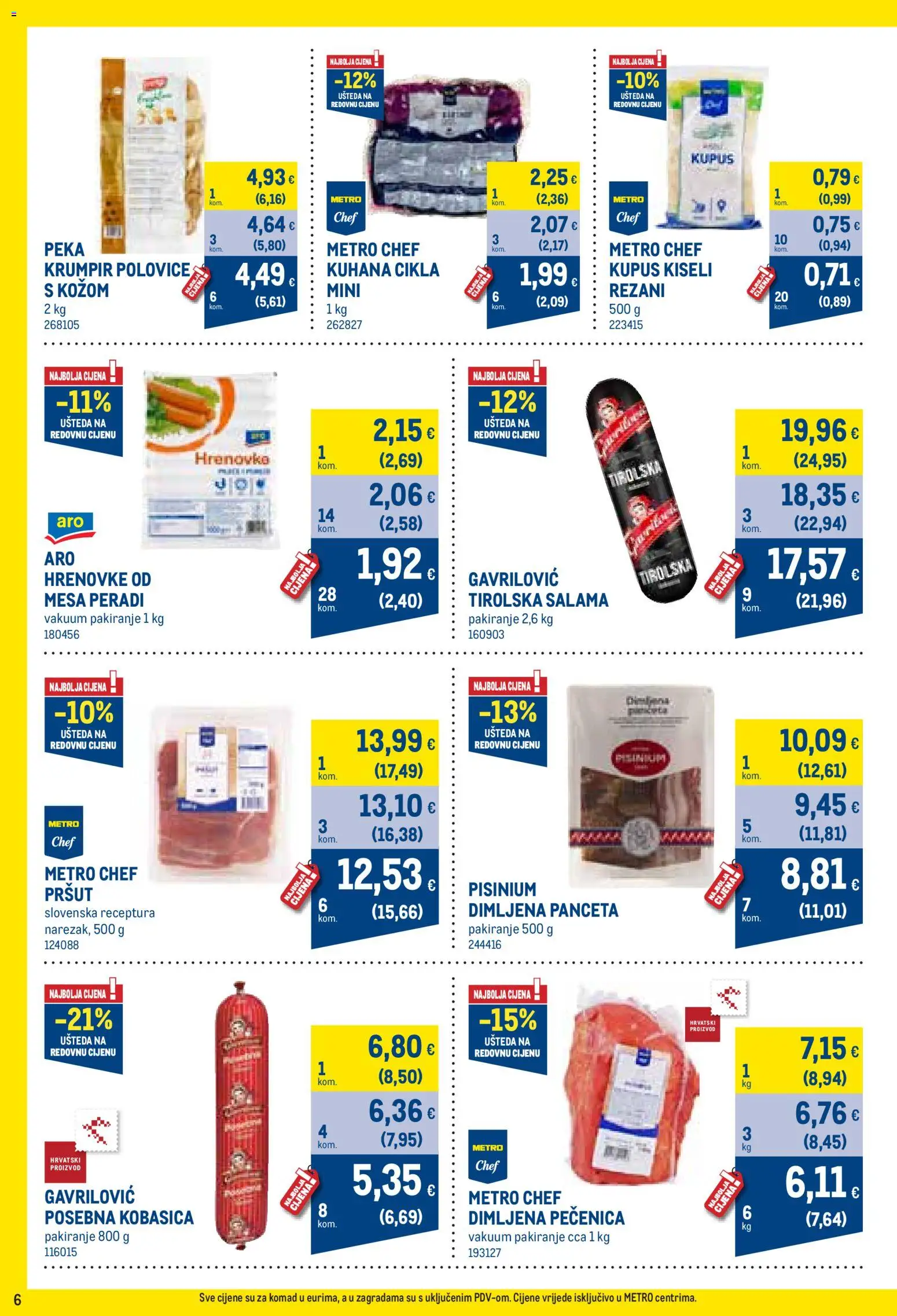 Metro katalog | vrijedi od 01.10.2026 | Stranica: 6 | Proizvodi: Hrenovke, Cikla, Kupus, Panceta