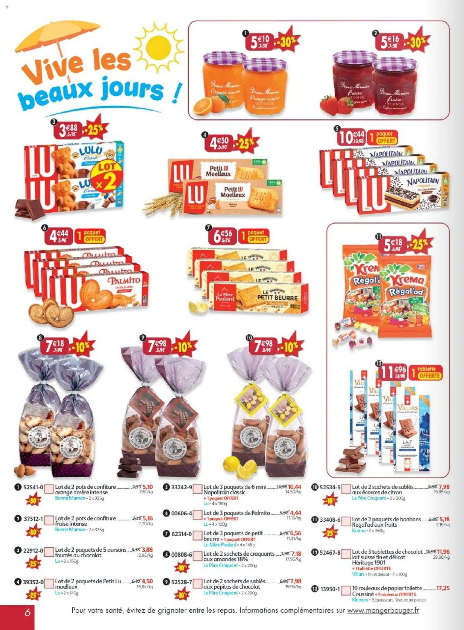 {H1} | Page: 6 | Produits: Tablette, Orange, Beurre, Bonbons