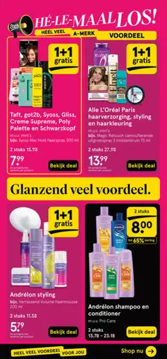Andrélon shampoo en conditioner, m.u.v. Pro Care - Voorbeeld van een folder van Etos, geldig van 18.05.2026 | Pagina: 12 | Producten: Kan, Shampoo, Conditioner, Haarspray