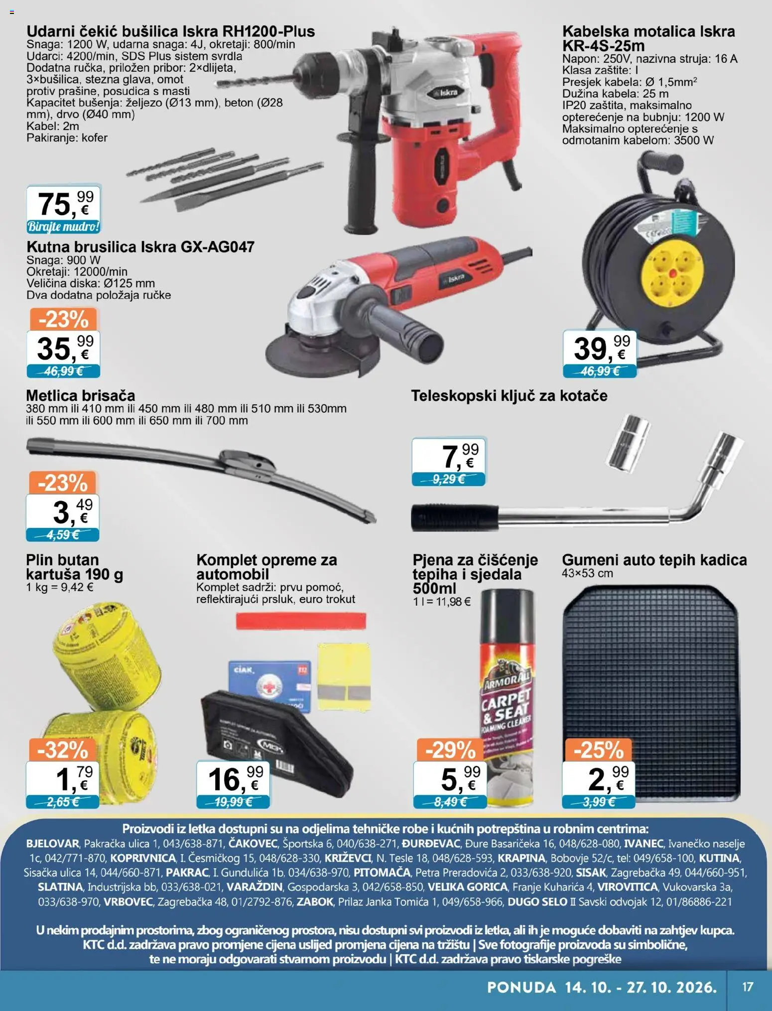 KTC katalog | vrijedi od 14.10.2026 | Stranica: 17 | Proizvodi: Kutna brusilica, Sjedala, Pjena, Željezo