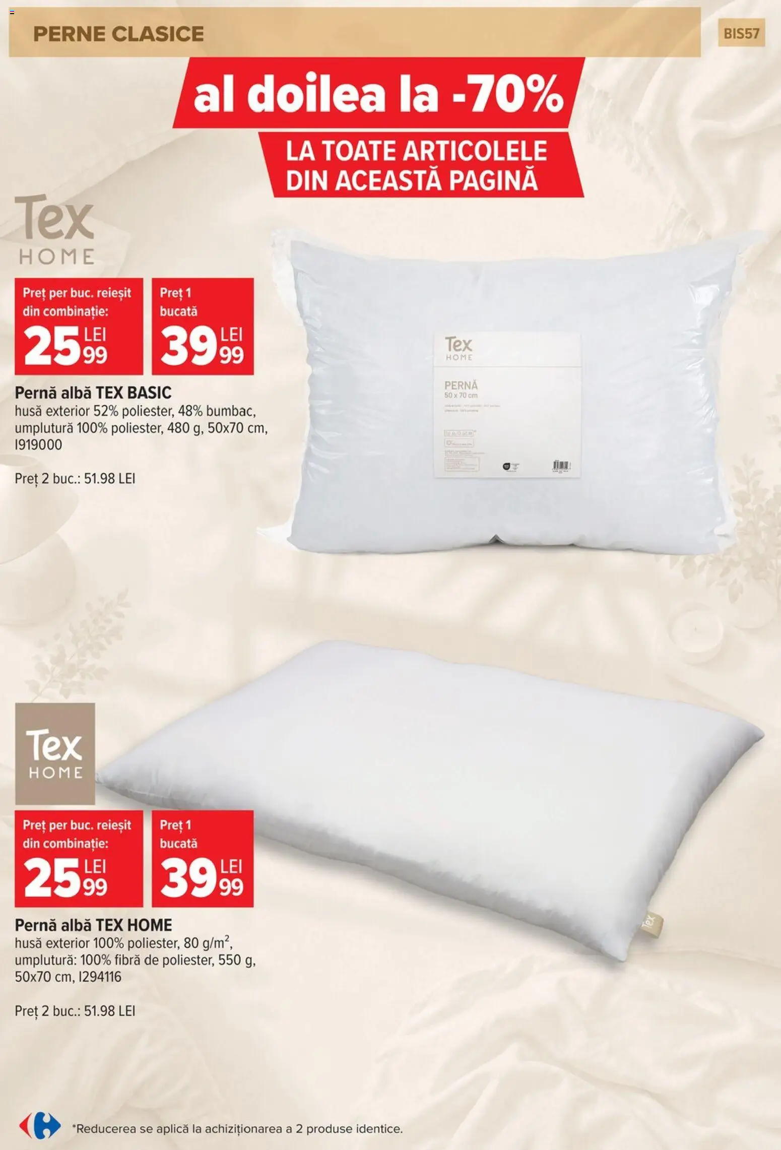 Noul catalog Carrefour – valabil de la 23.09.2026 | Pagină: 58 | Produse: Alba, Aplică, Pernă, Tex
