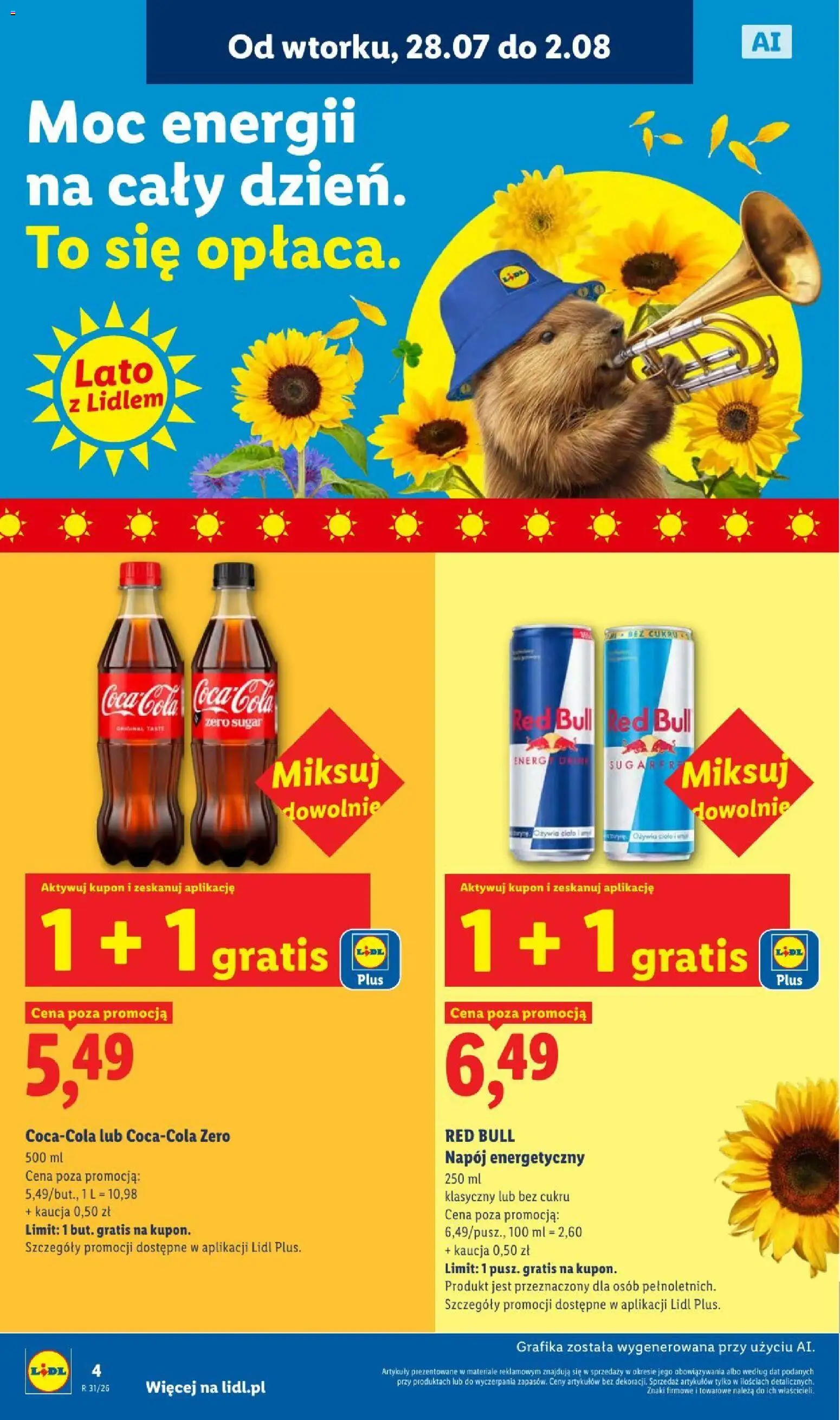 Lidl gazetka - Pol'and'Rock od 28.07.2026 | Strona: 4 | Produkty: Red bull, Coca cola