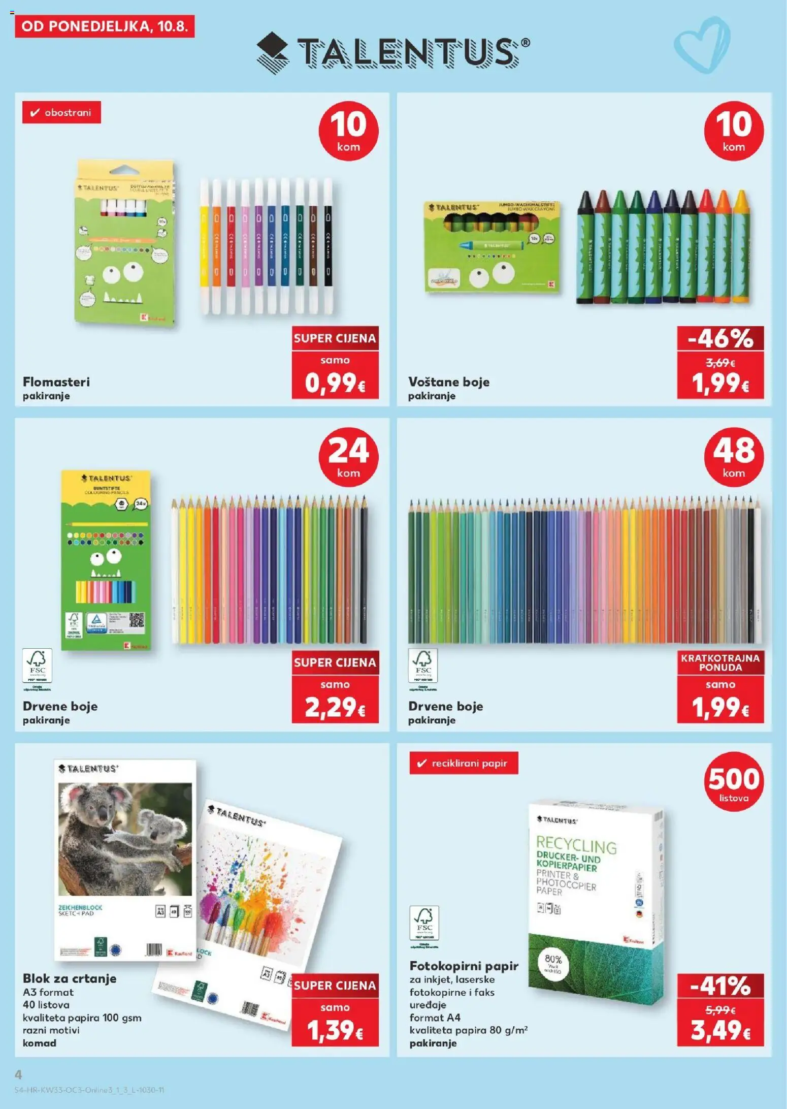Kaufland katalog | vrijedi od 10.08.2026 | Stranica: 4 | Proizvodi: Voštane boje, Faks, Printer, Flomasteri