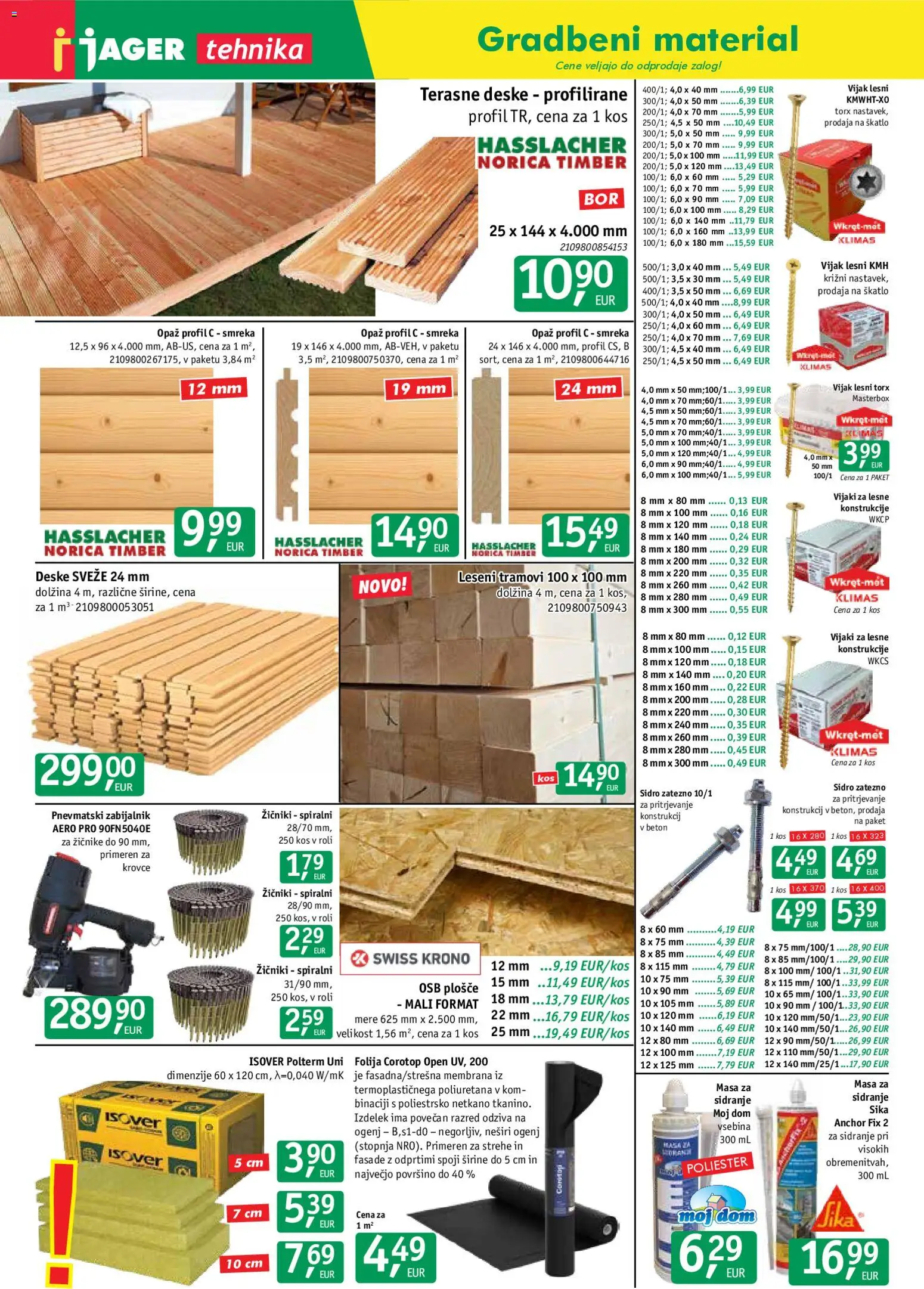 Novi Jager katalog ponudbe – veljaven od 05.08.2026 | Stran: 3 | Izdelki: Kos, Terasne deske, Folija, Beton