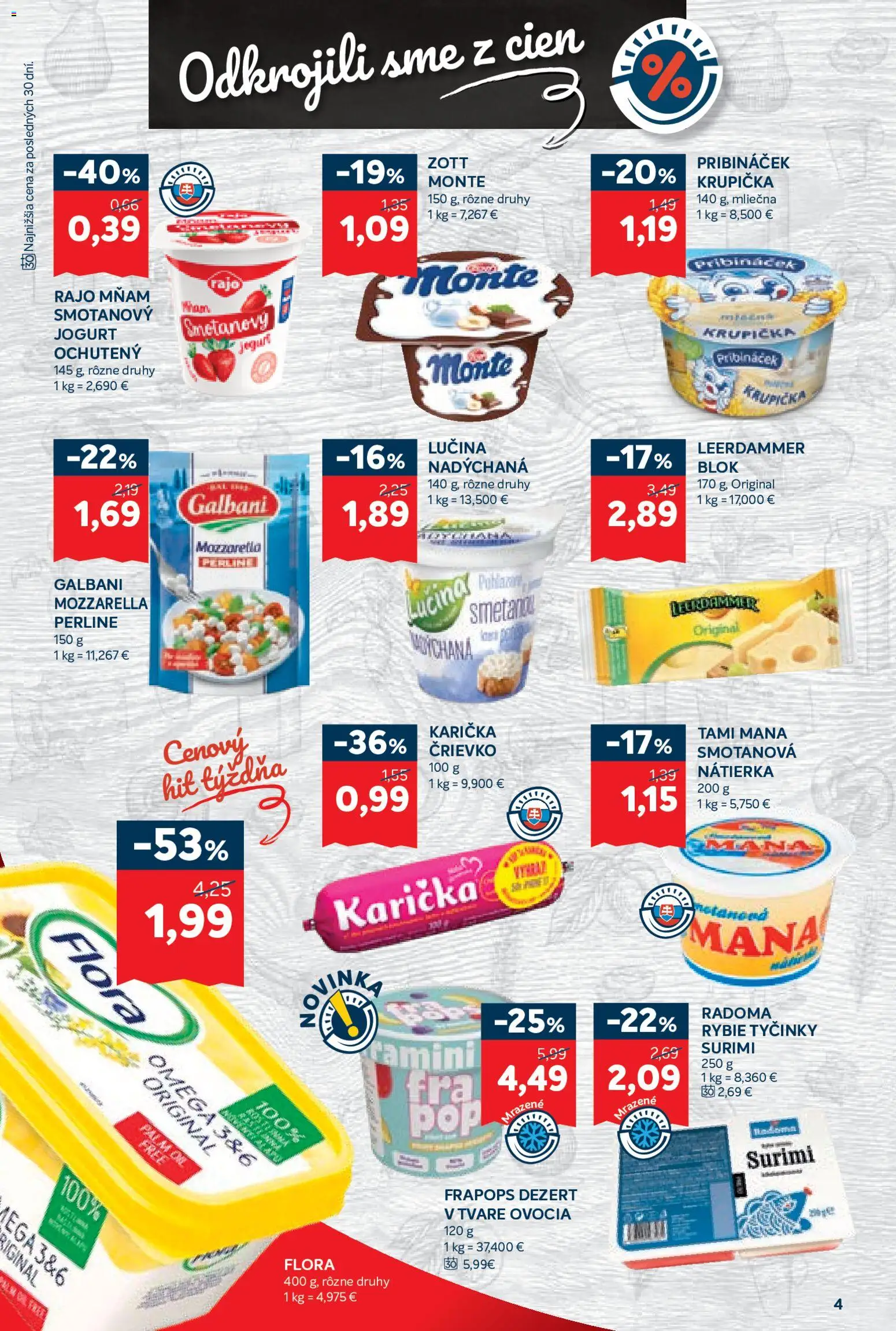 Nové Kraj akcie – leták je platný od 13.08.2026 | Strana: 6 | Produkty: Mozzarella, Omega, Smotanový jogurt, Dezert
