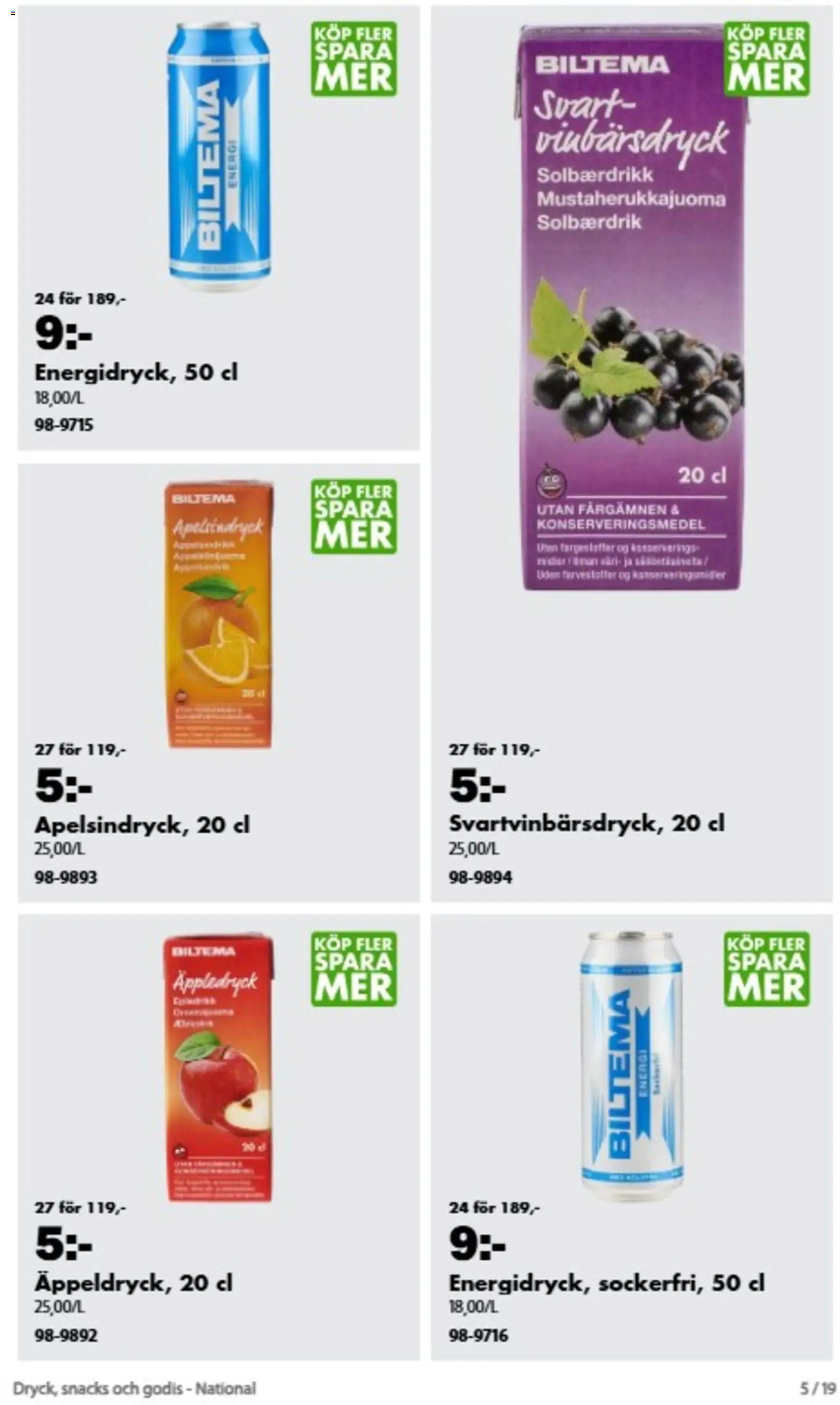 Biltema reklamblad aktuell från 21/08/2026 | Sida: 5 | Produkter: Snacks, Godis