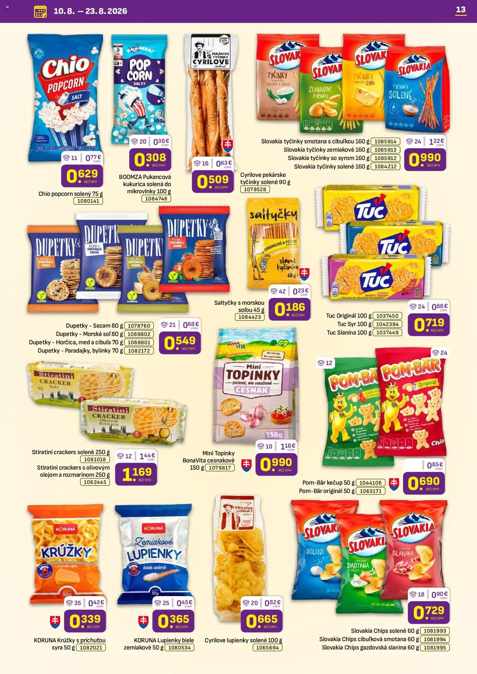 Nové Libex akcie – leták je platný od 10.08.2026 | Strana: 13 | Produkty: Cesnak, Cibuľa, Soľ, Med