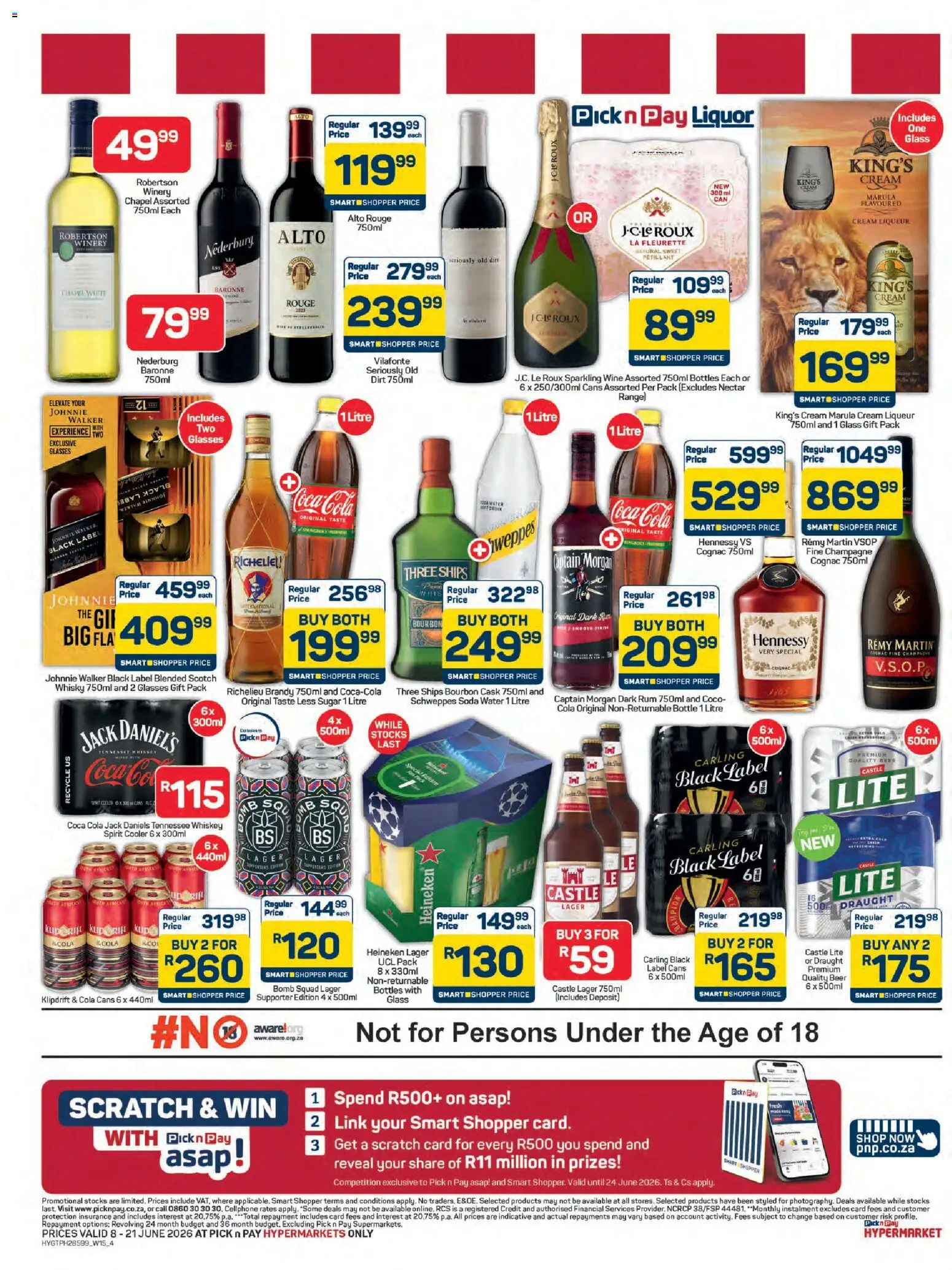 New Pick n Pay catalogue – valid from 08.06.2026 | Page: 4 | Products: Cooler, Beer, Cream, Water