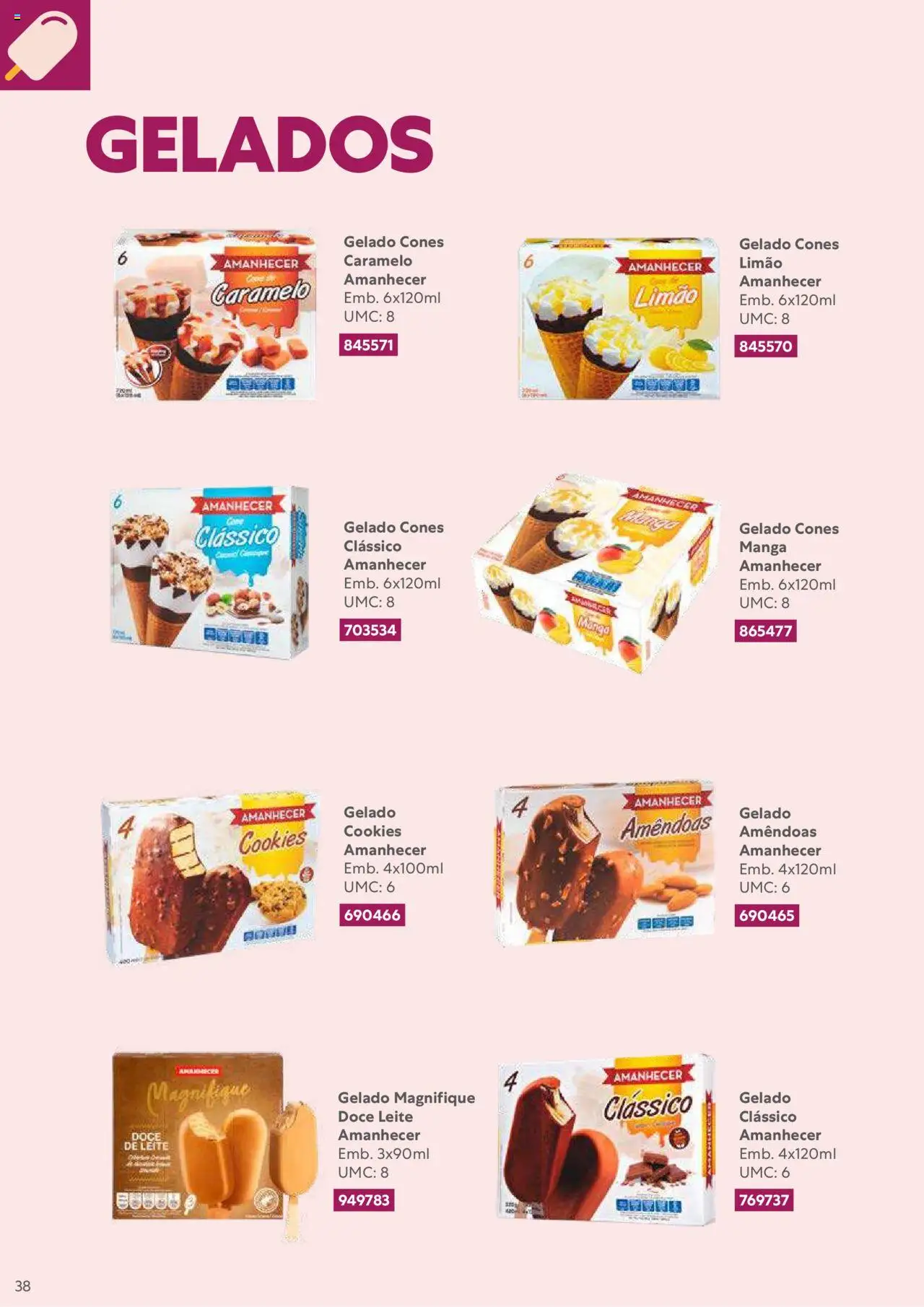 Recheio Congelados │ válido de 01/02/2024 | Página: 38 | Produtos: Amêndoas, Gelado, Leite
