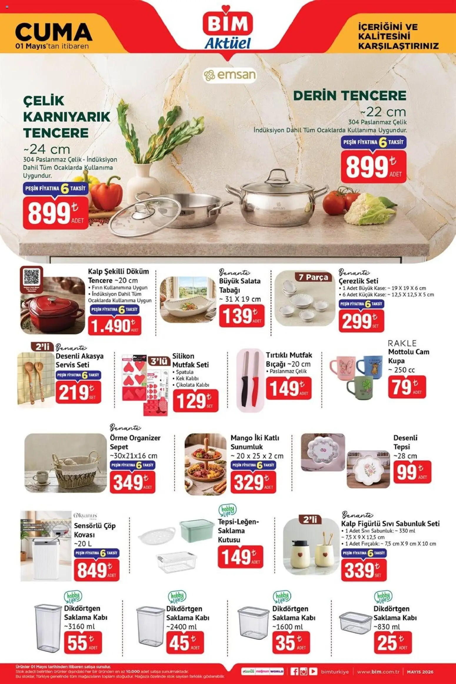 BİM - Katalog Cuma - 01.05.2026 tarihinden itibaren geçerlidir | Sayfa: 3 | Ürünler: Sepet, Mango, Fırın, Sabunluk