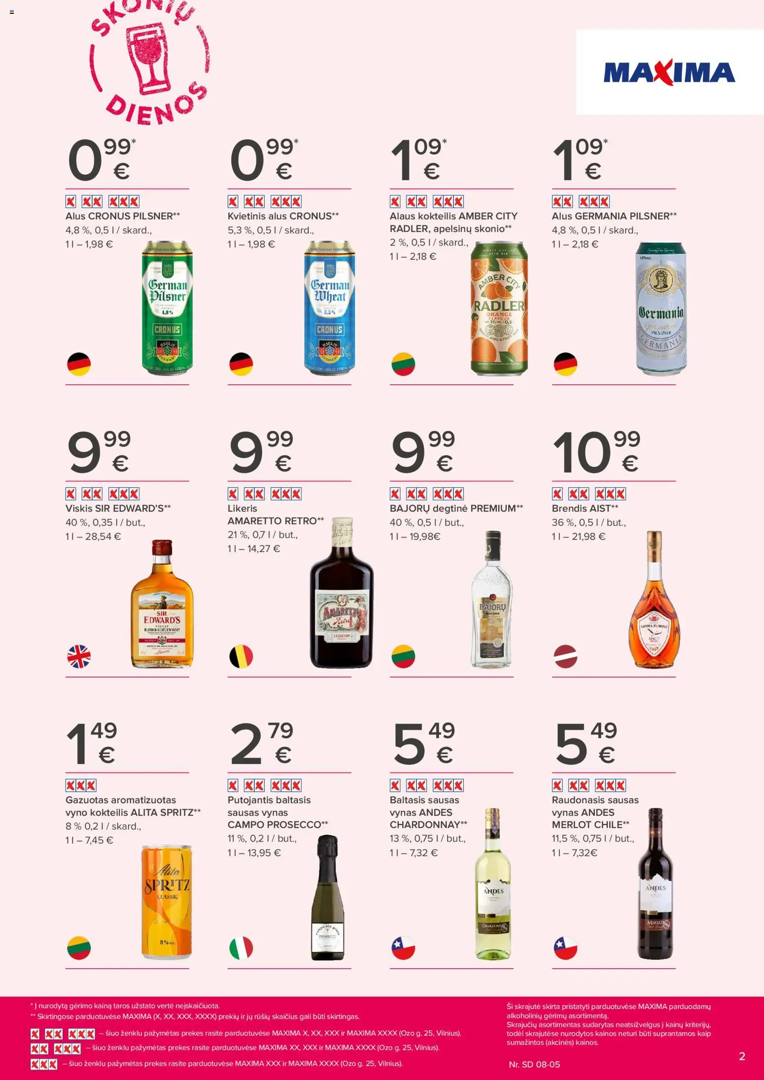 MAXIMA akcijos nuo 2026.07.23 | Puslapis: 2 | Prekių: Degtinė, Viskis, Vynas, Alus