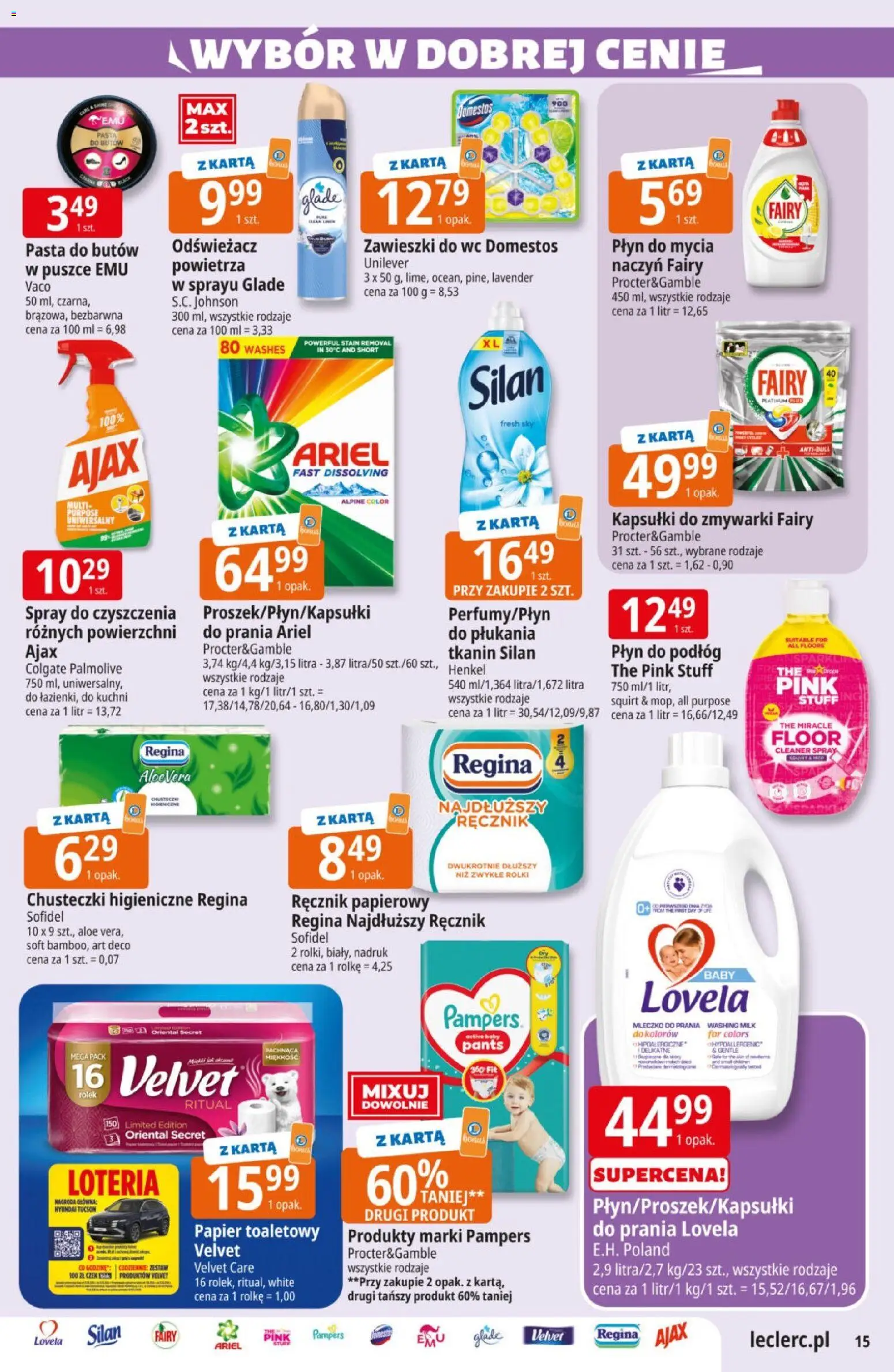 E.Leclerc gazetka od 06.10.2026 | Strona: 15 | Produkty: Odświeżacz, Karta, Rolki, Fairy