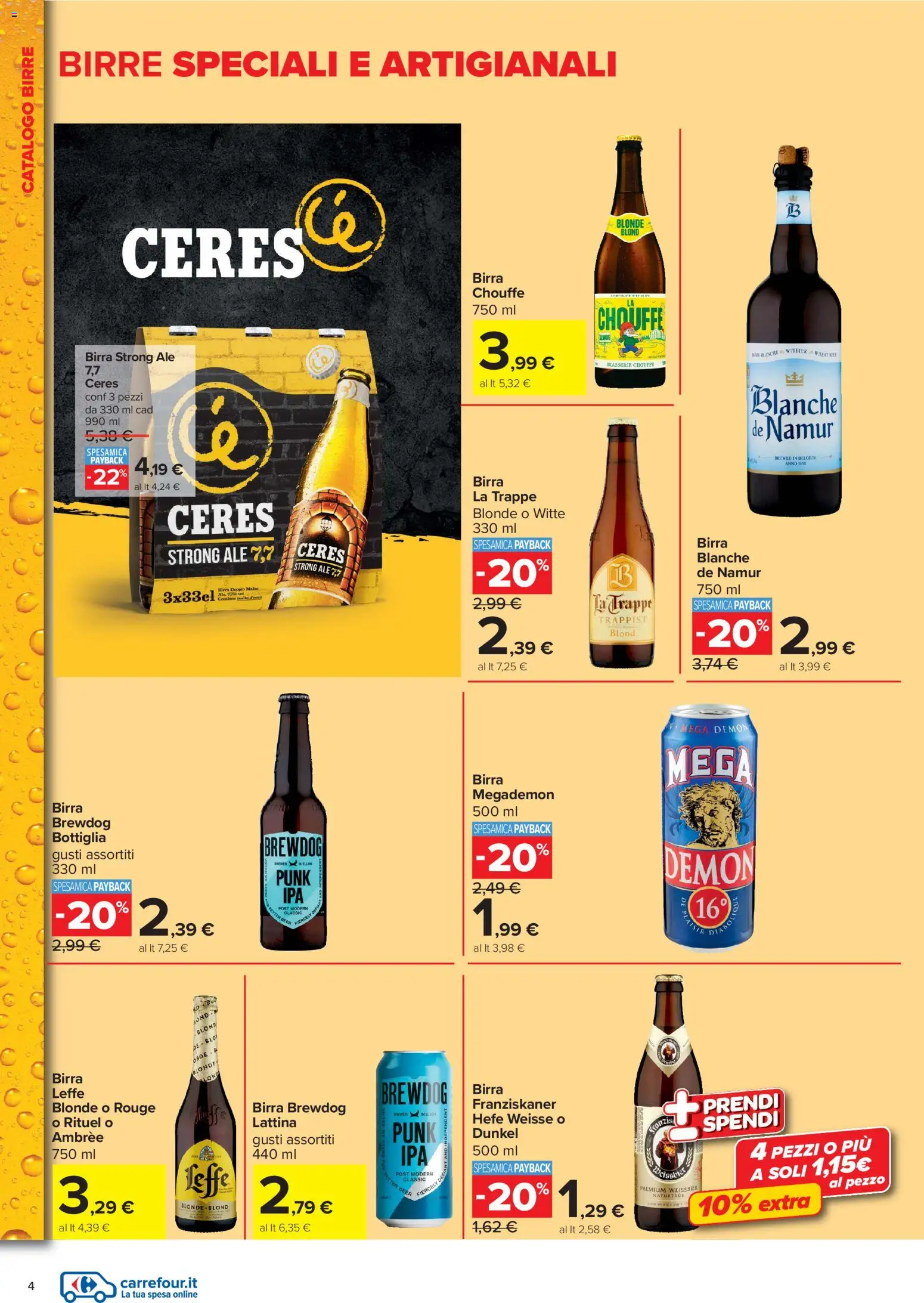 Volantino Carrefour del 03.06.2026 | Pagina: 4 | Prodotti: Birra, Ceres, Bottiglia