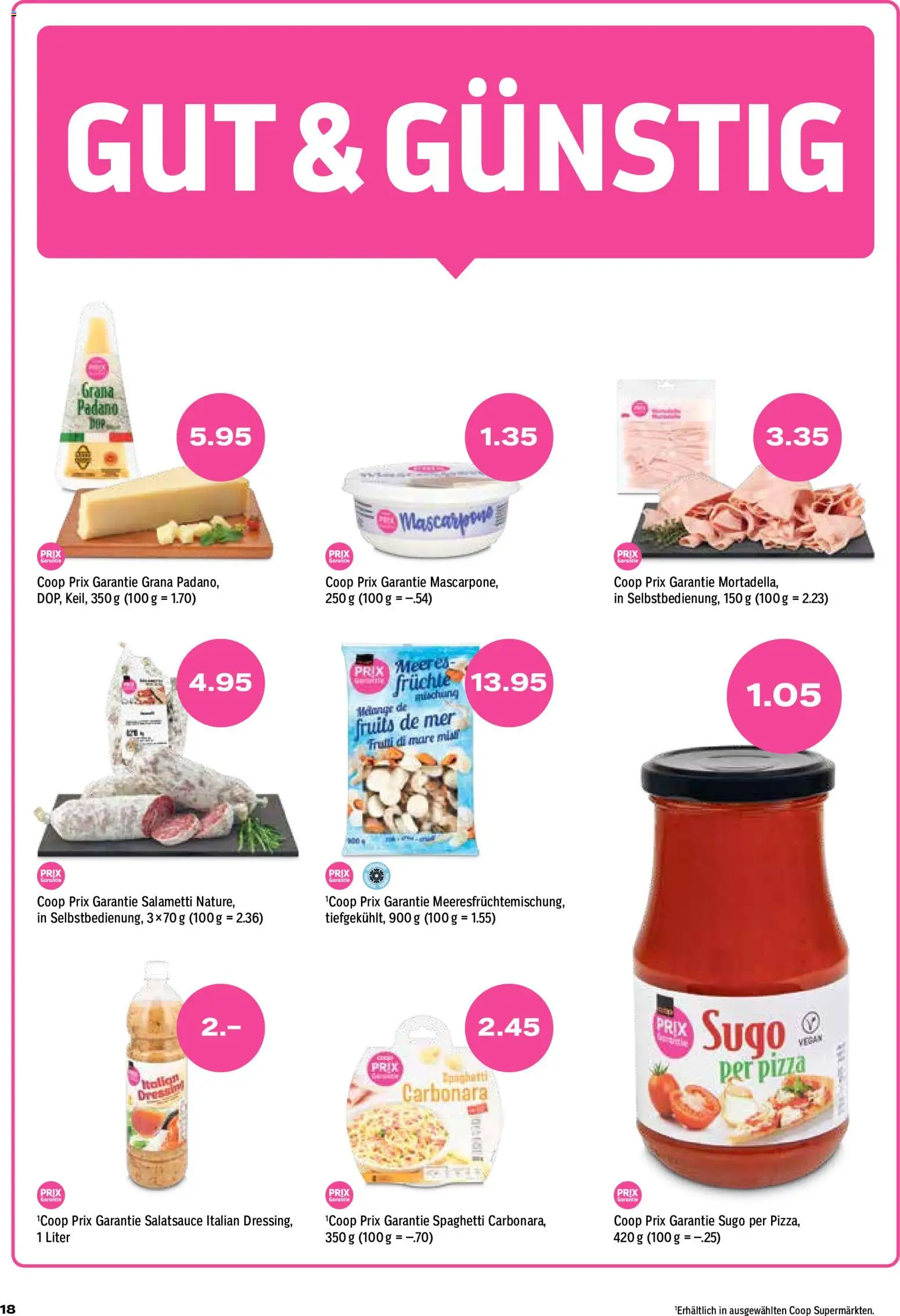 Coop aktionen – gültig ab 20.08.2026 | Seite: 18 | Produkte: Mascarpone, Dressing, Salami, Früchte
