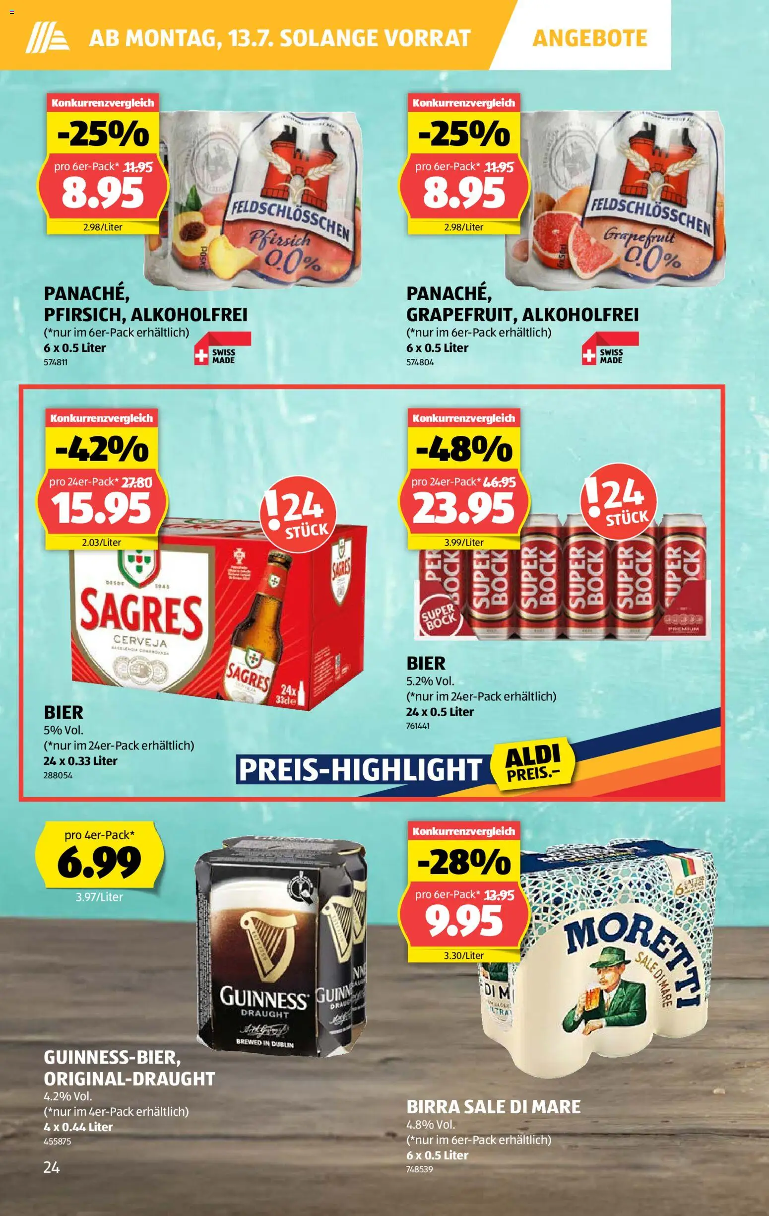 Aldi aktionen – gültig ab 09.07.2026 | Seite: 24 | Produkte: Bier, Grapefruit, Pfirsich