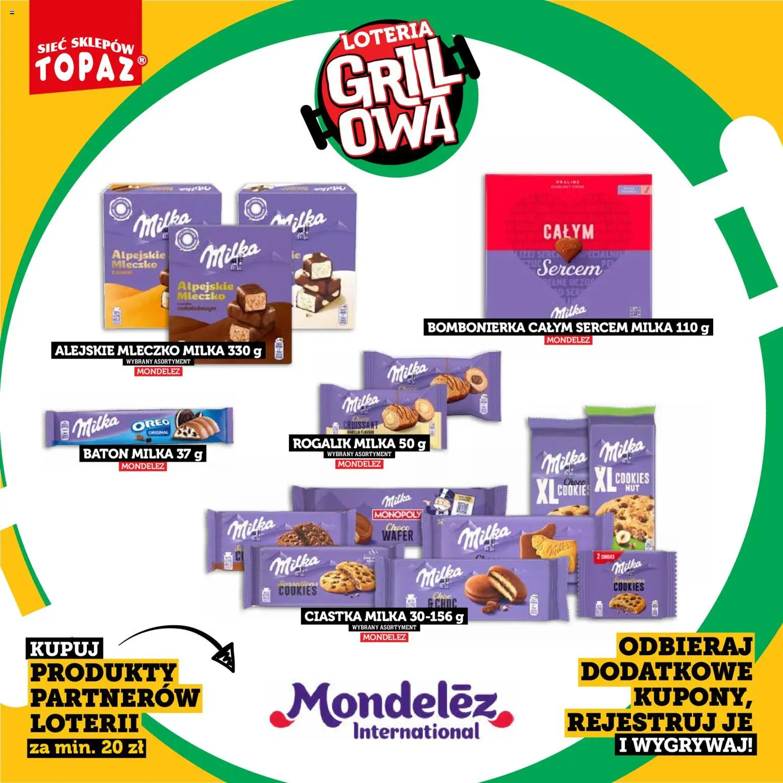 Topaz gazetka - Kupuj, Grilluj I Wygrywaj od 20.04.2026 | Strona: 46 | Produkty: Grill, Bombonierka, Milka, Baton