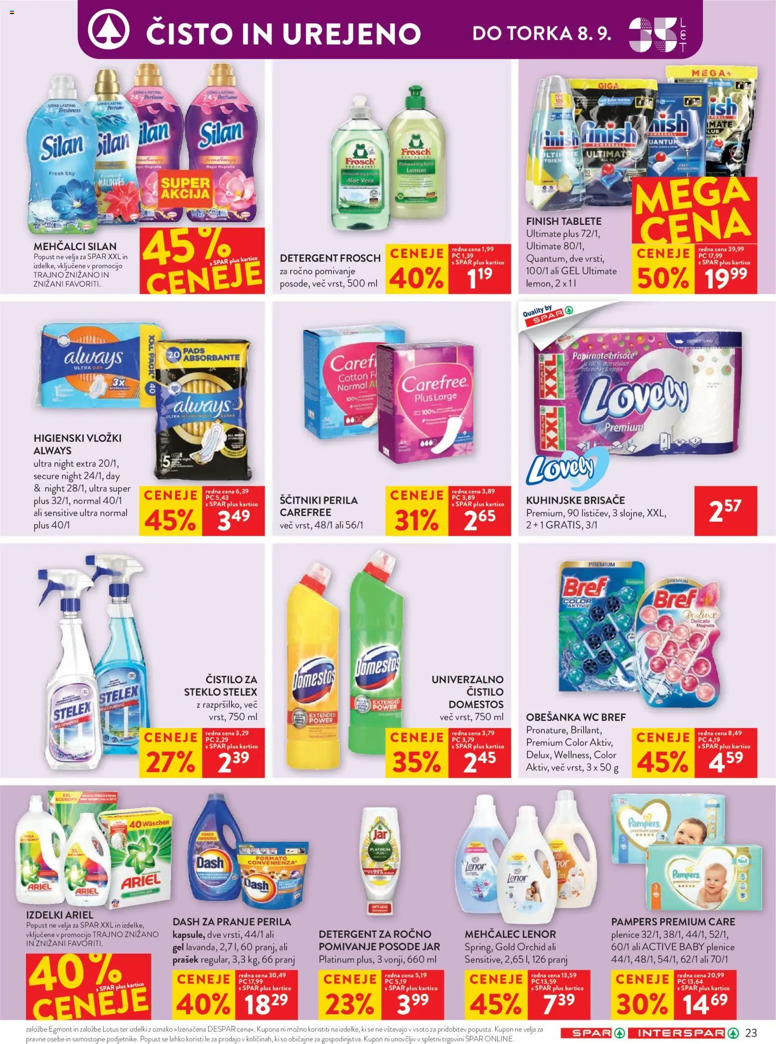 Novi Spar katalog ponudbe – veljaven od 02.09.2026 | Stran: 37 | Izdelki: Higienski vložki, Aloe Vera, Papirnate brisače, Vložki