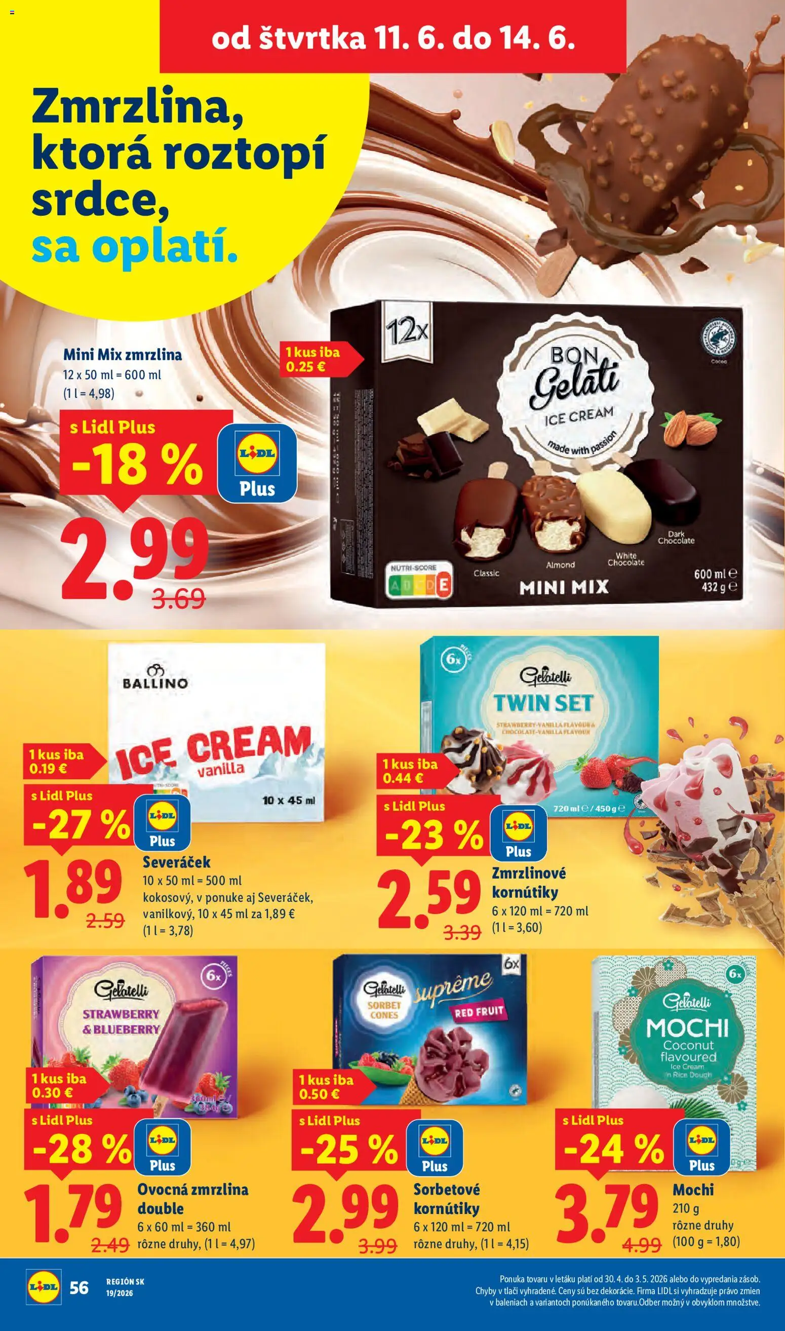 Nové Lidl akcie – leták je platný od 08.06.2026 | Strana: 72 | Produkty: Zmrzlina, Sorbet