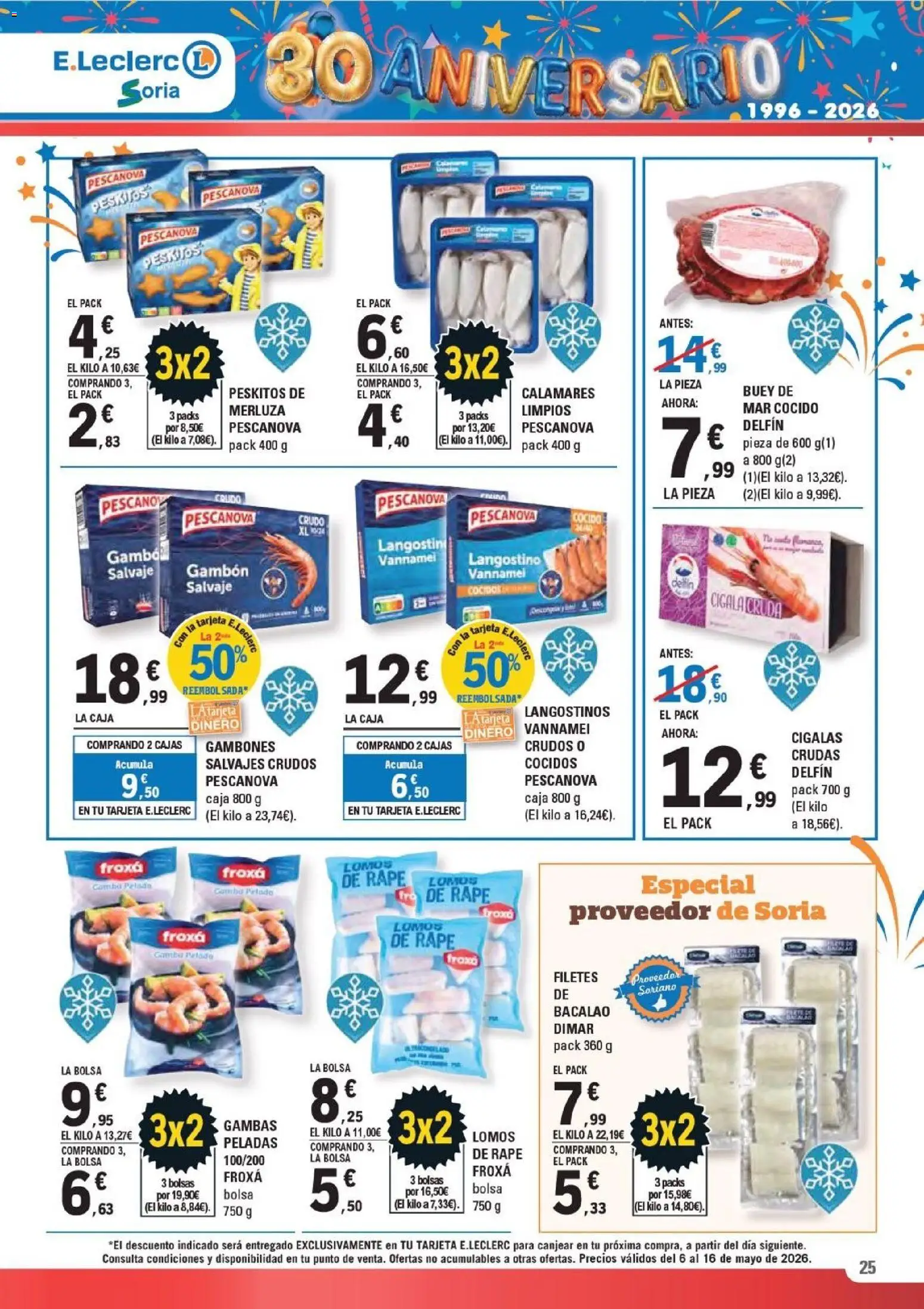 E.Leclerc Soria │ válido desde el 06.05.2026 | Página: 25 | Productos: Bolsa, Caja, Langostino, Gamba