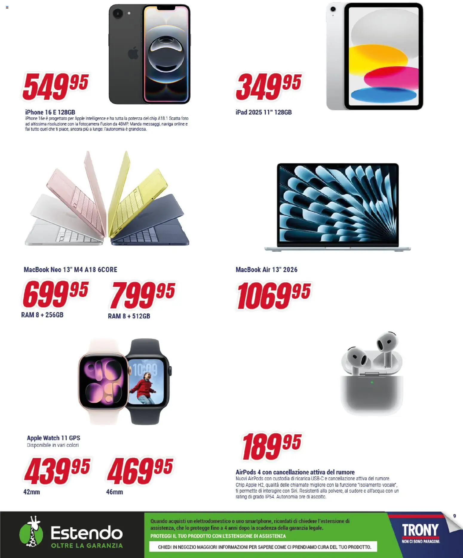 Volantino Trony del 21.05.2026 | Pagina: 9 | Prodotti: Iphone, Ipad, Apple Watch, Airpods