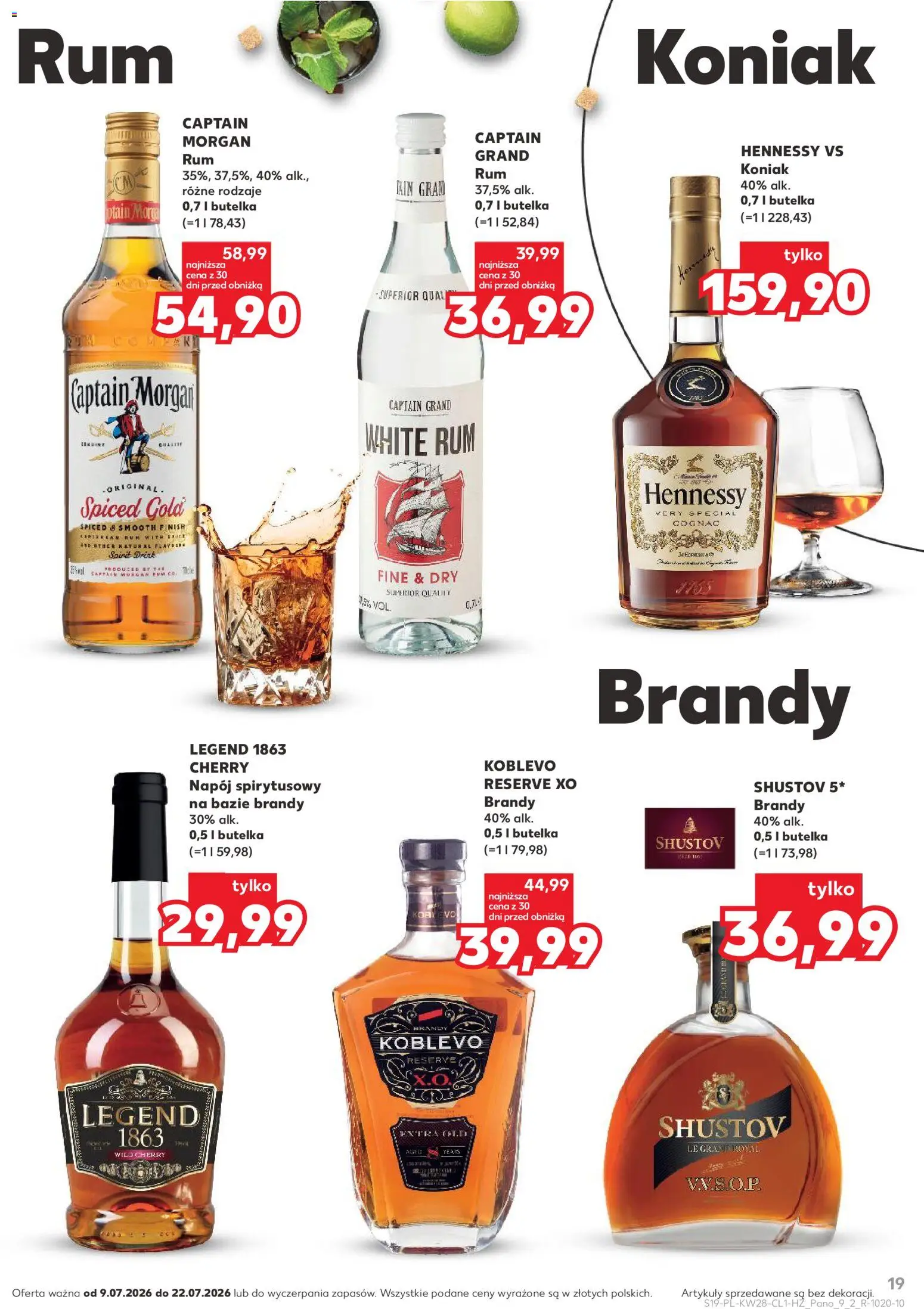Kaufland Polsko leták - Barek od 09.07.2026 | Strana: 19 | Produkty: Finish, Rum, Morgan, Brandy