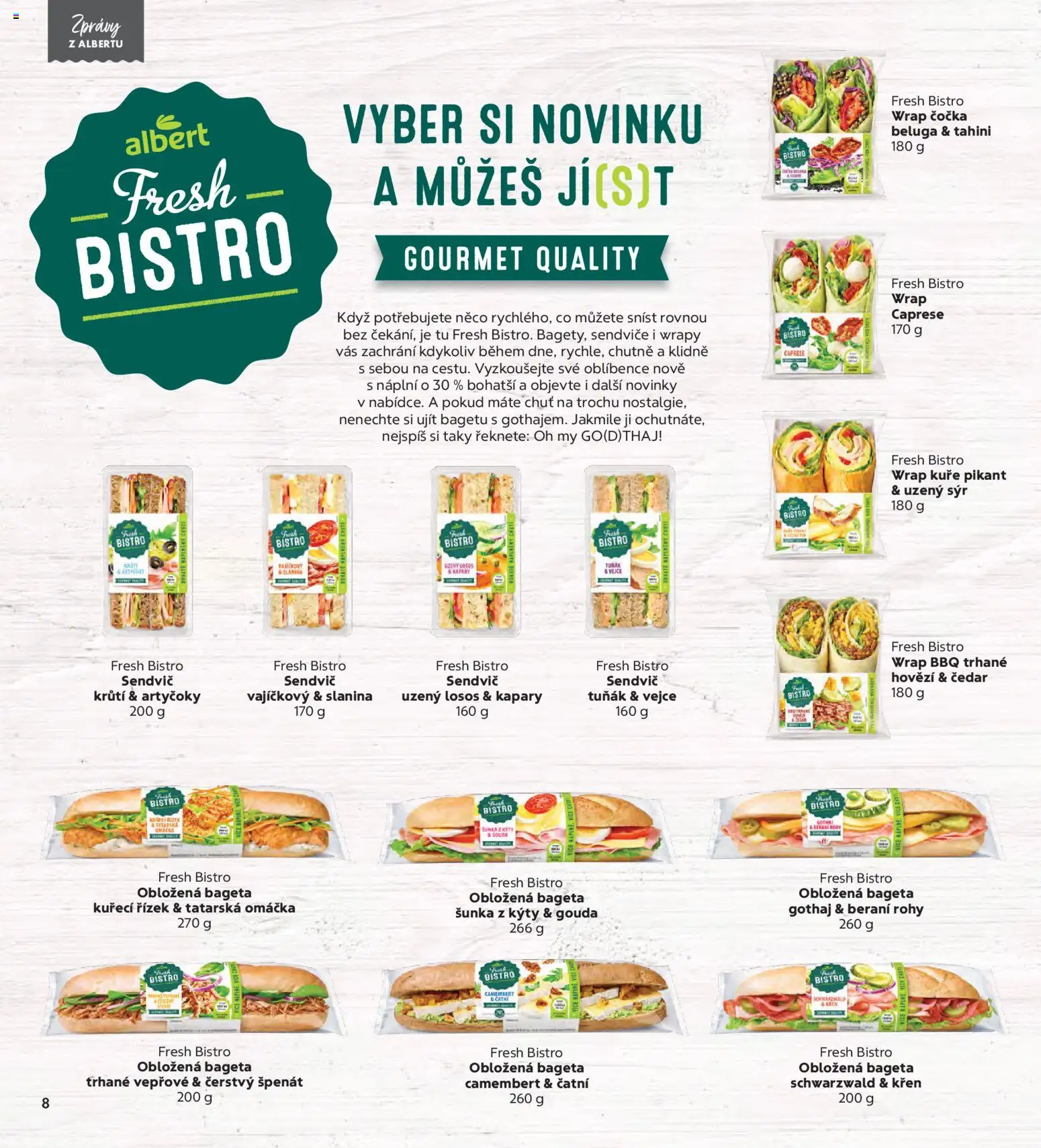 Albert magazín od 01.03.2026 | Strana: 8 | Produkty: Hovězí, Gouda, Artyčoky, Uzený losos