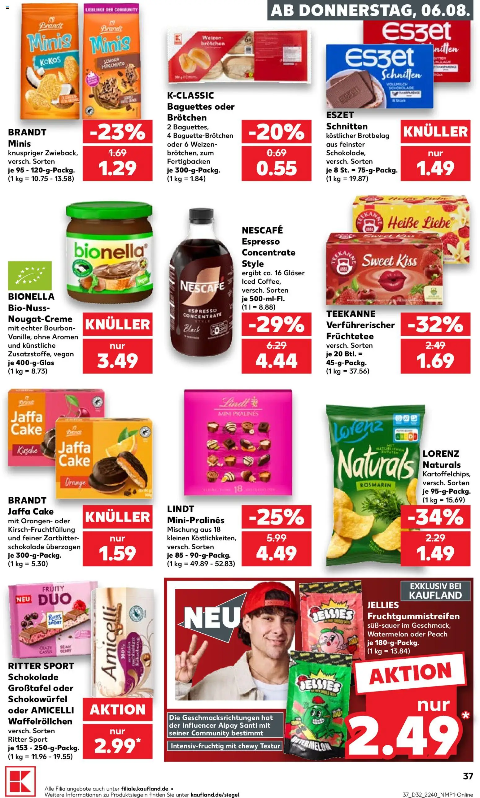 Kaufland Prospekt Speyer – gültig ab 06.08.2026 | Seite: 37 | Produkte: Nescafe, Ritter sport, Teekanne, Lindt