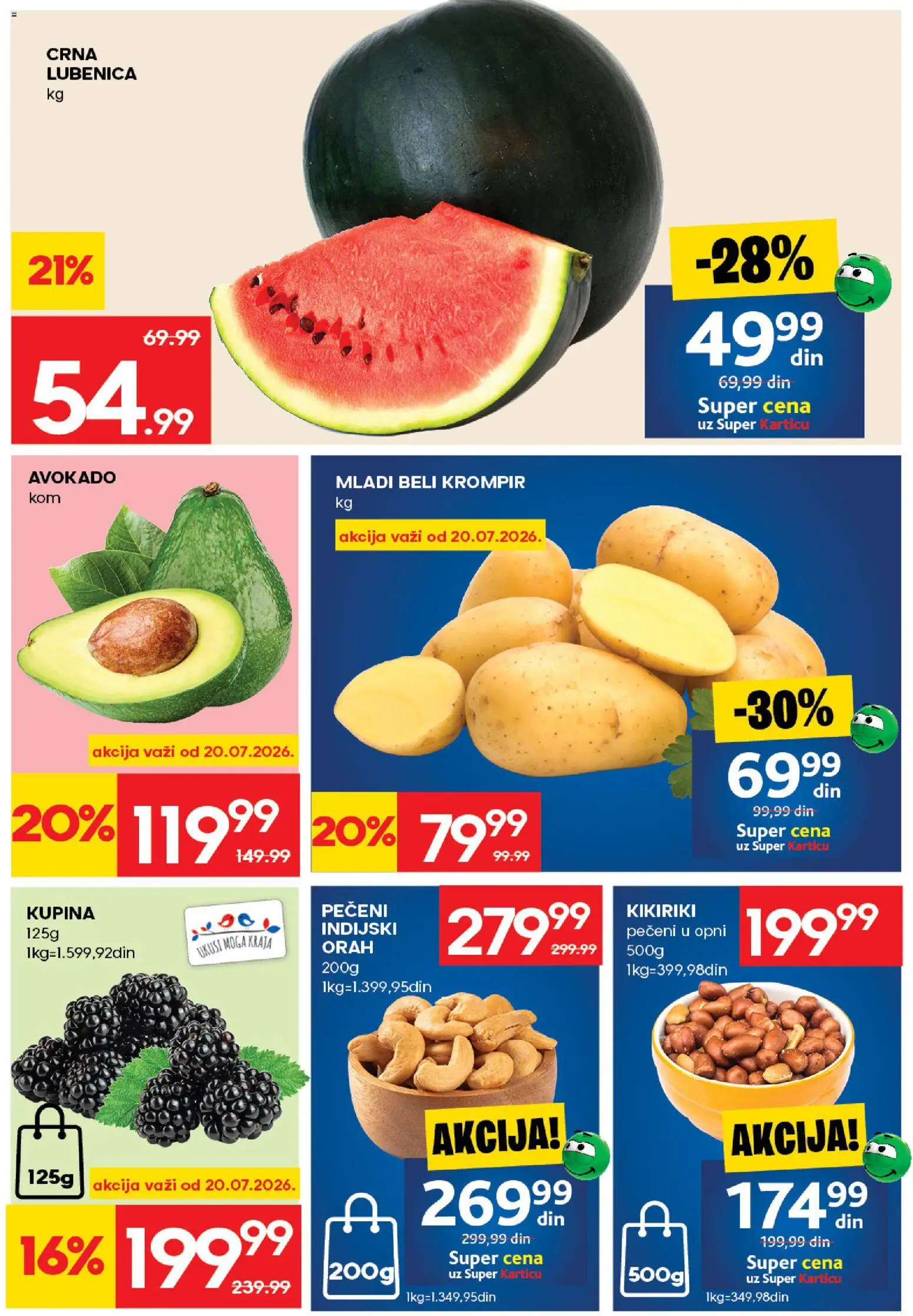 Mercator katalog - važi od 16.07.2026 | Strana: 3 | Proizvode: Kupina, Krompir, Lubenica, Beli krompir