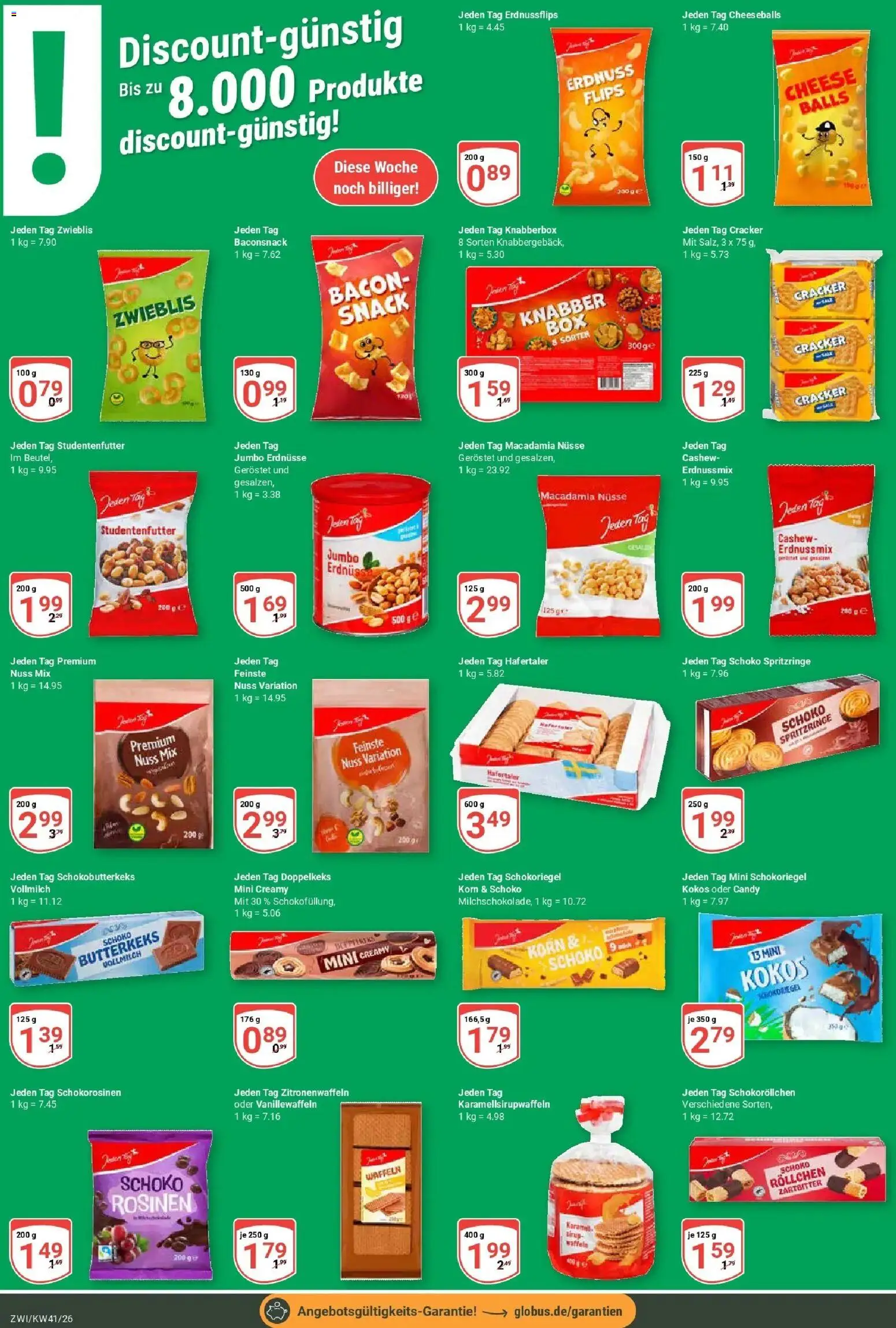 Globus Prospekt Zwickau (ab 05.10.2026) » Angebote online | Seite: 18 | Produkte: Cashew, Waffeln, Rosinen, Nüsse