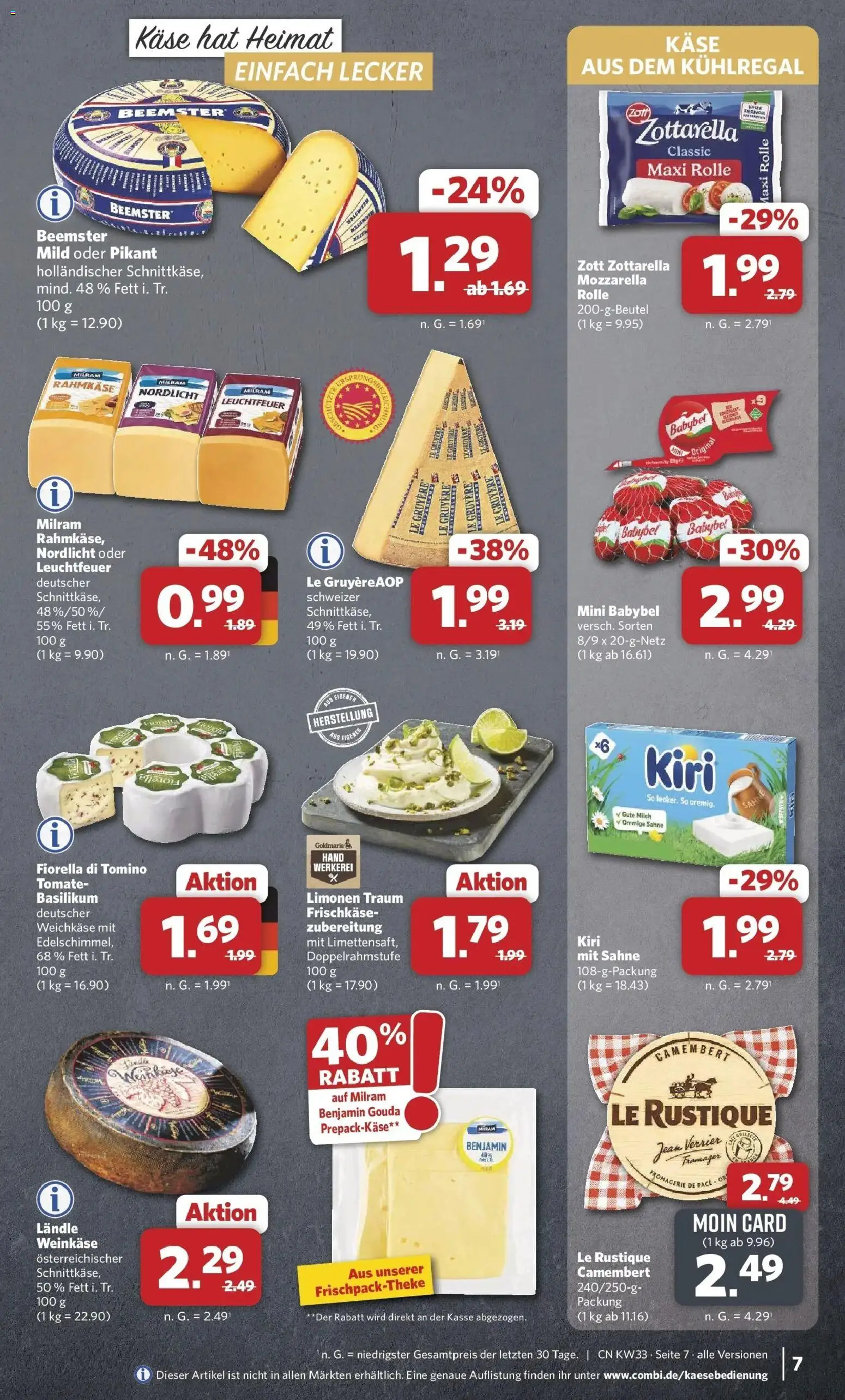 Combi Prospekt Twistringen (ab 10.08.2026) zum Blättern | Seite: 7 | Produkte: Milch, Babybel, Sahne, Frischkase