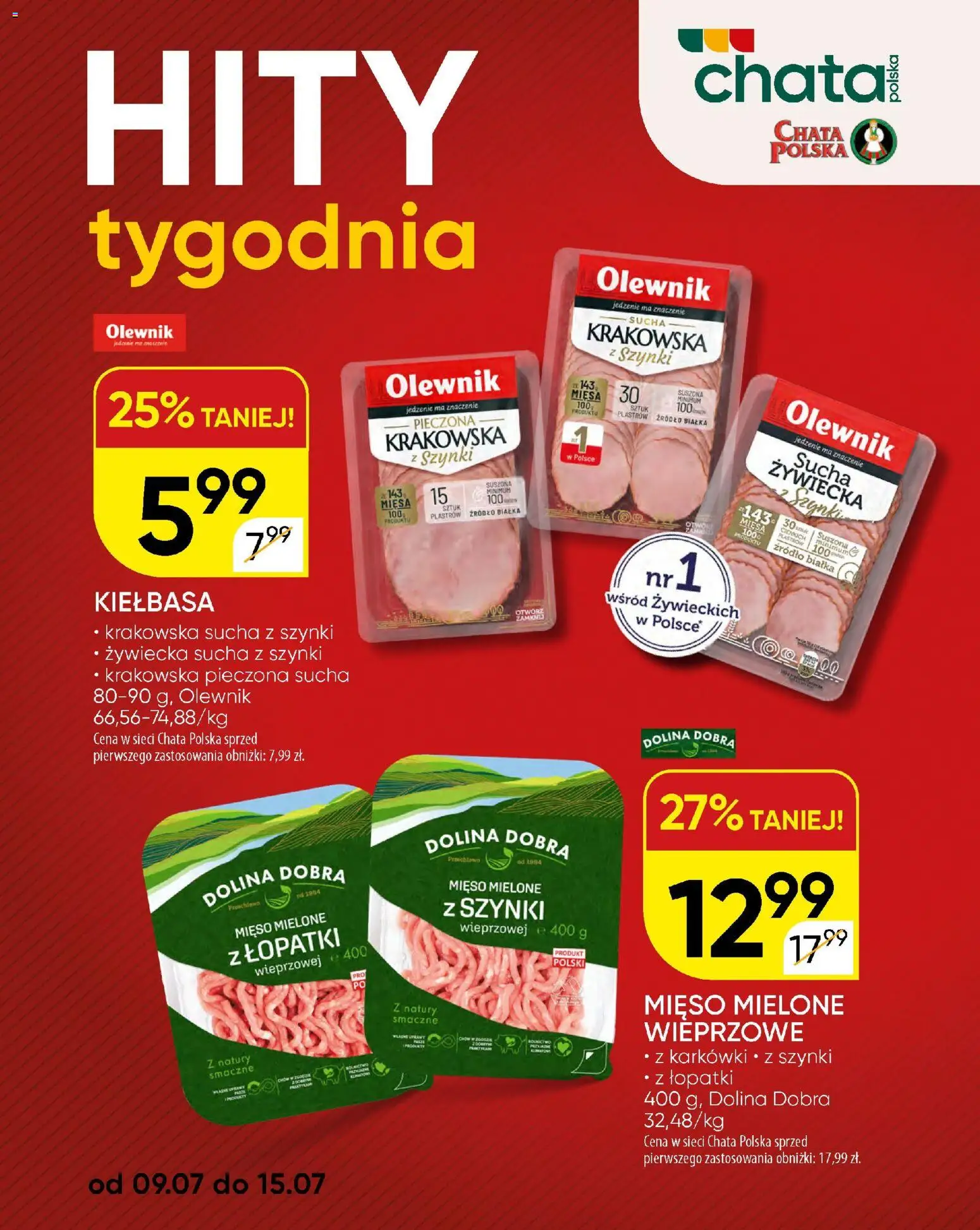 Chata Polska gazetka od 16.07.2026 | Strona: 21 | Produkty: Kiełbasa, Mięso mielone z szynki, Mięso, Mięso mielone