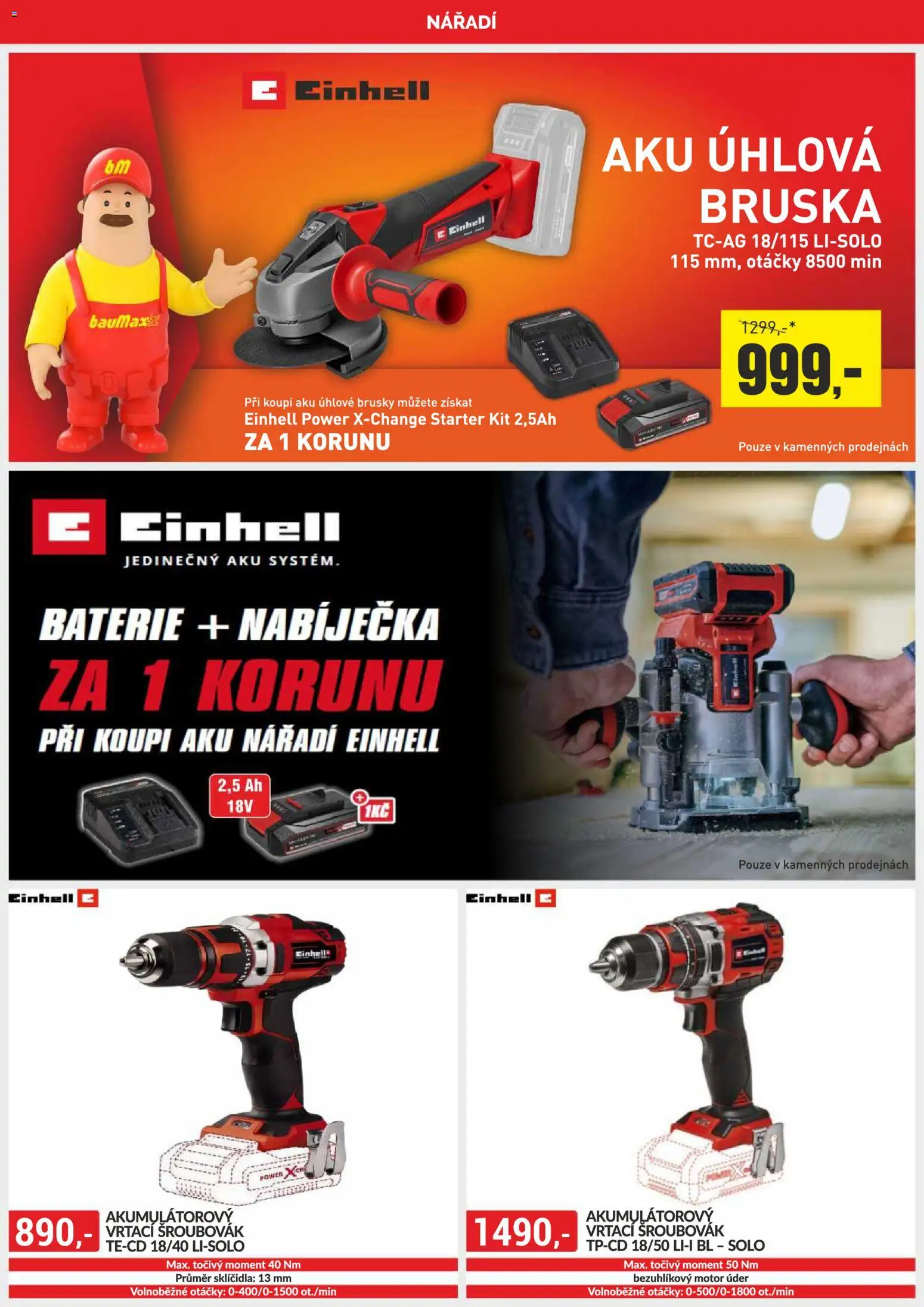 BAUMAX leták od 01.09.2026 | Strana: 46 | Produkty: Aku úhlová bruska, Nářadí, Baterie, Aku nářadí