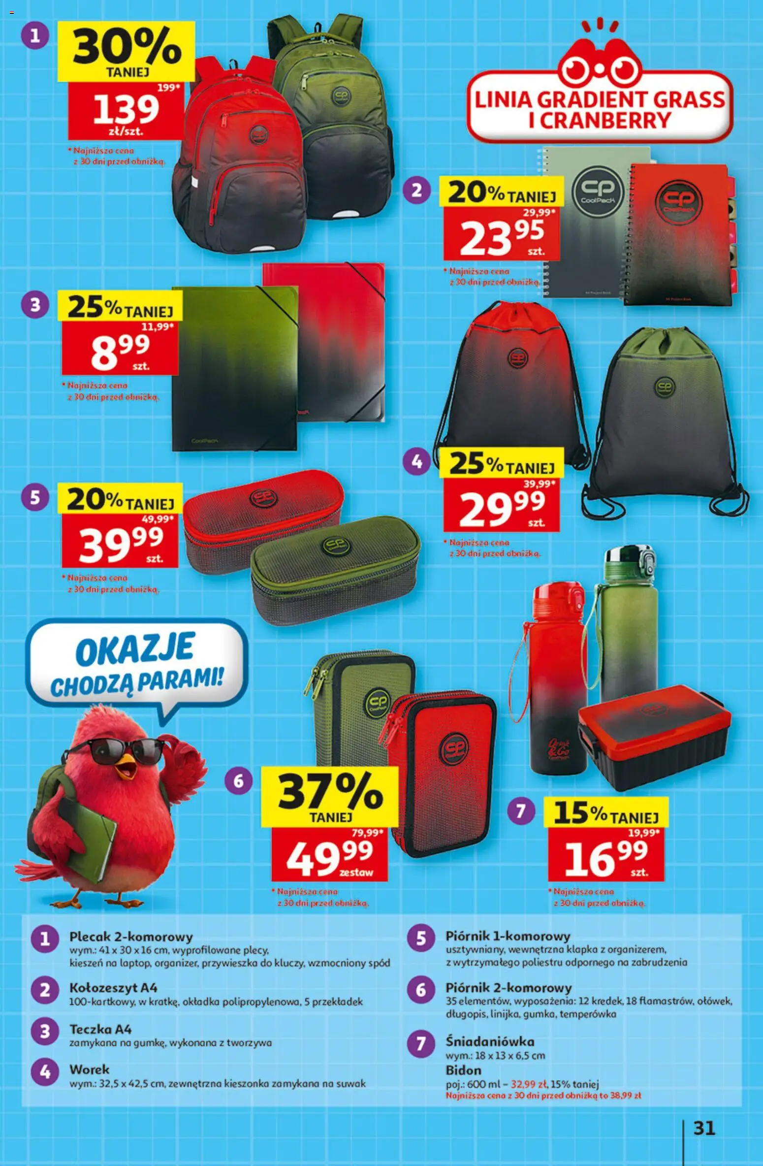 Auchan gazetka - Zostań ortem oszczędzania od 13.08.2026 | Strona: 31 | Produkty: Plecak, Temperówka, Piórnik