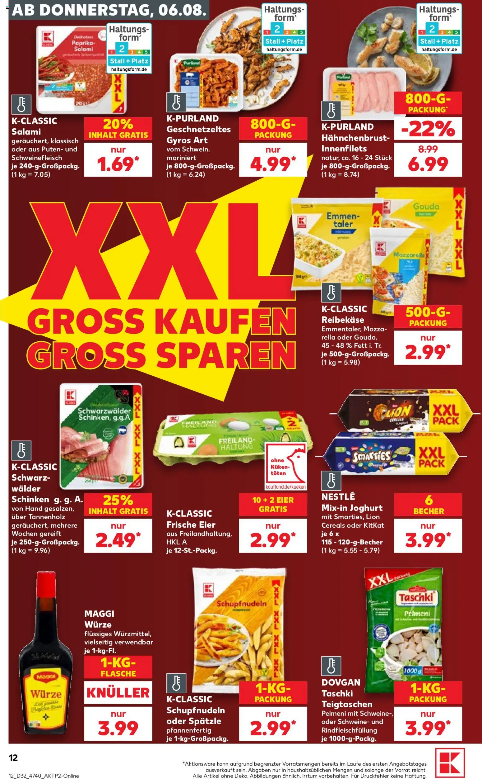 Kaufland Německo leták od 06.08.2026 | Strana: 12 | Produkty: Maggi, Gyros, Pelmeni, Forma