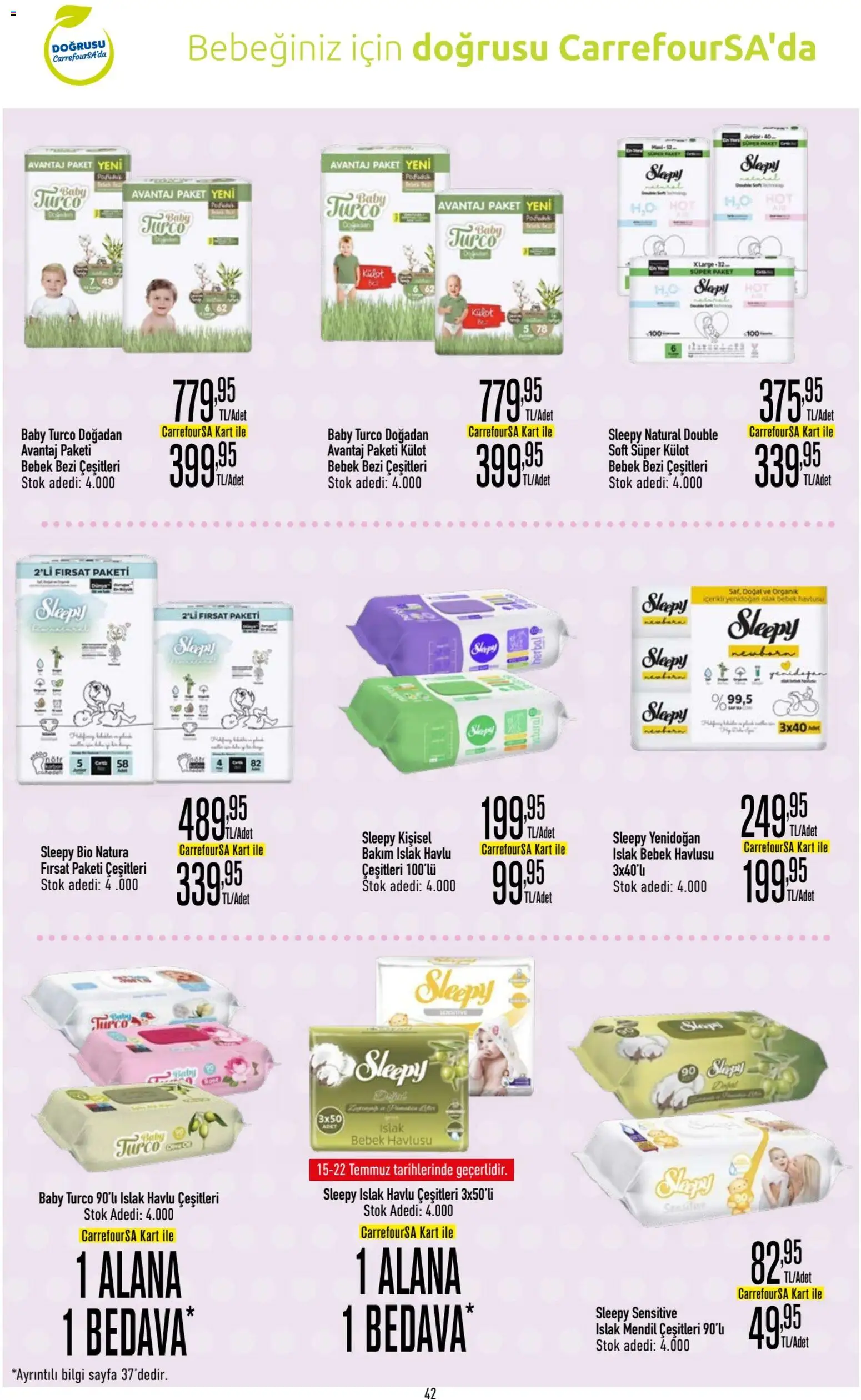CarrefourSA Katalog - 09 Temmuz 2026 tarihinden itibaren geçerlidir | Sayfa: 42 | Ürünler: Mendil, Külot