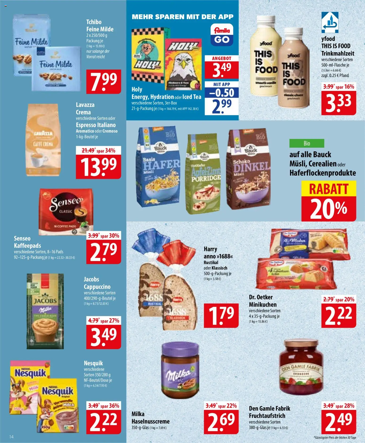 Famila Prospekt 	 – gültig ab 26.05.2026 | Seite: 14 | Produkte: Lavazza, Kaffeepads, Milka, YFood