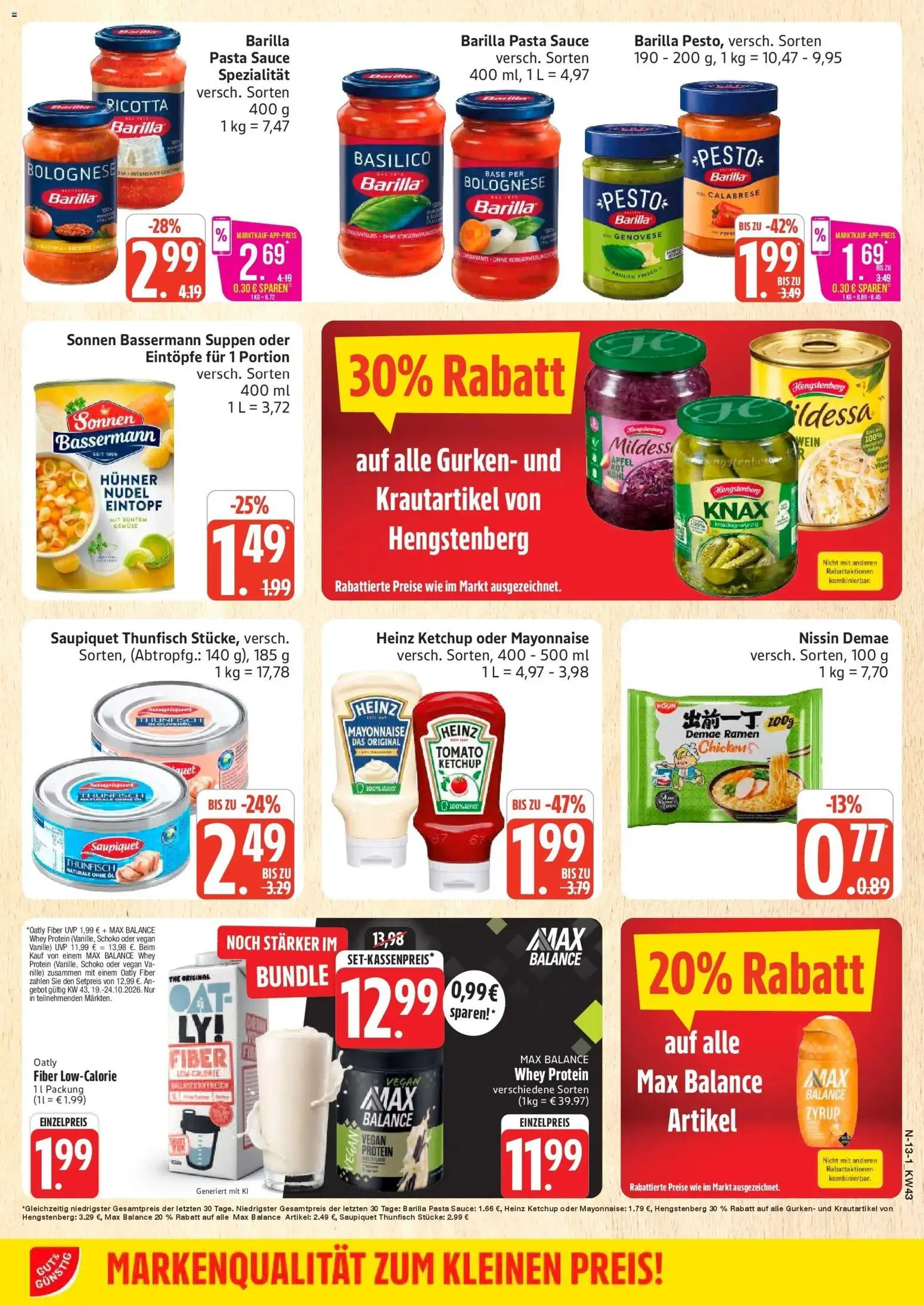 Marktkauf Prospekt Buxtehude (ab 19.10.2026) » Angebote online | Seite: 13 | Produkte: Heinz ketchup, Vanille, Ketchup, Gurken