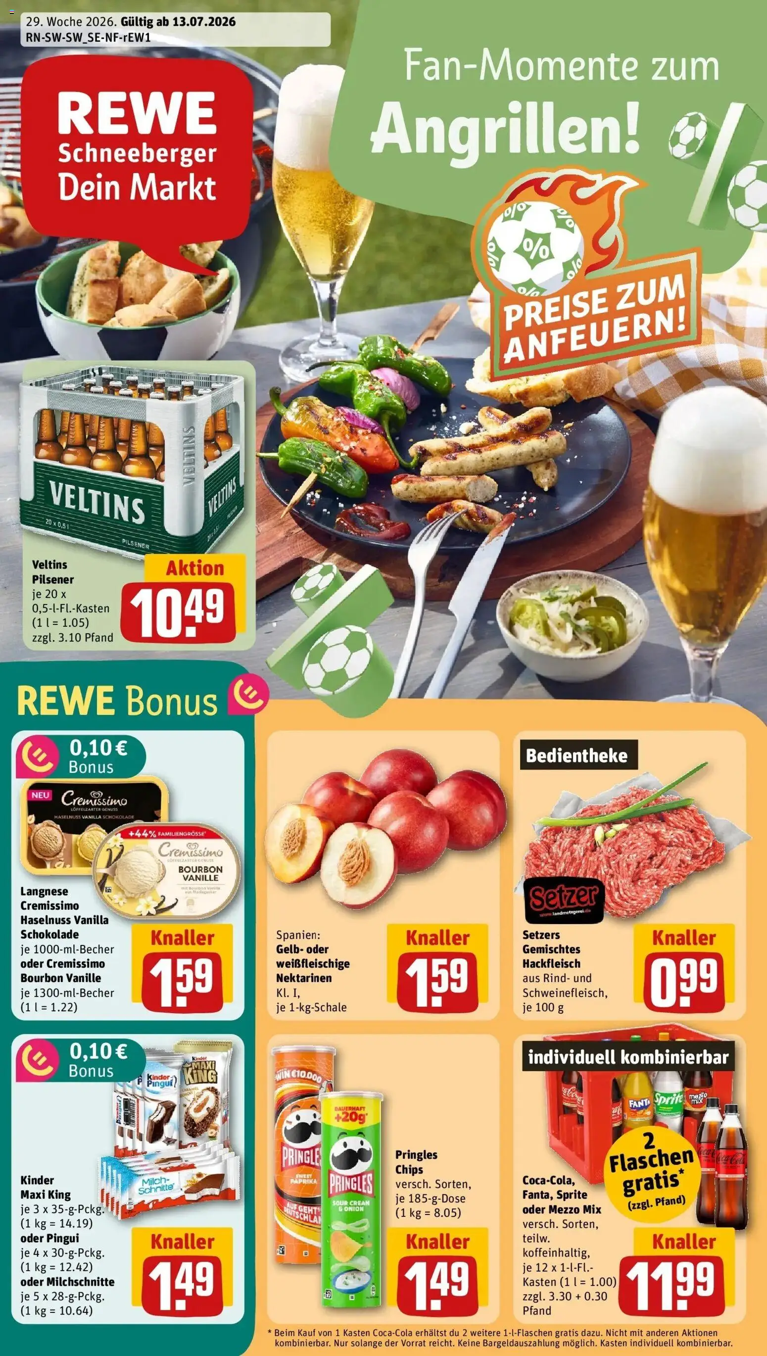 Rewe Prospekt Oppenweiler – gültig ab 13.07.2026 | Seite: 1 | Produkte: Langnese, Fanta, Oder mezzo mix, Veltins