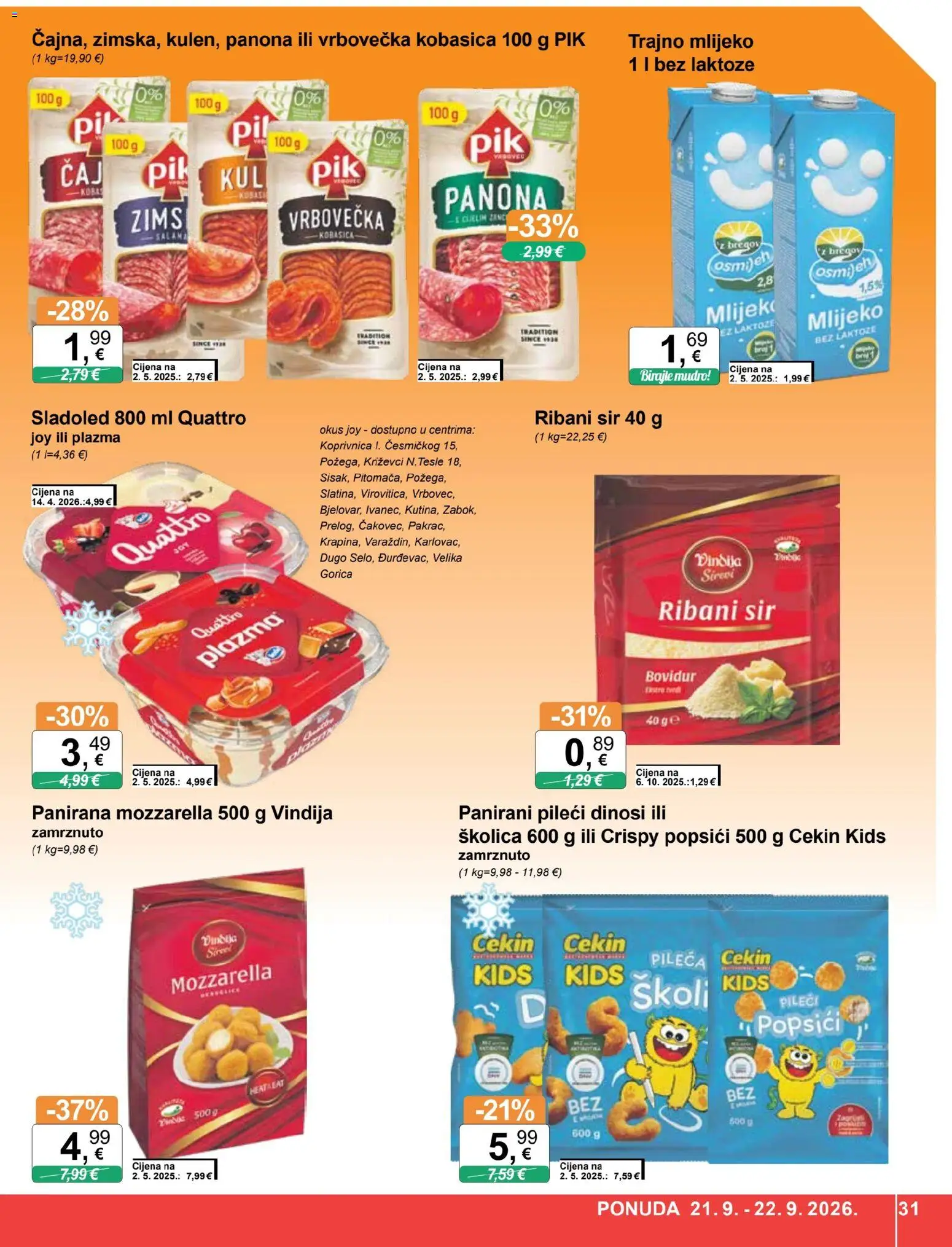 KTC katalog | vrijedi od 16.09.2026 | Stranica: 31 | Proizvodi: Vindija, Mlijeko, Sladoled, Trajno mlijeko