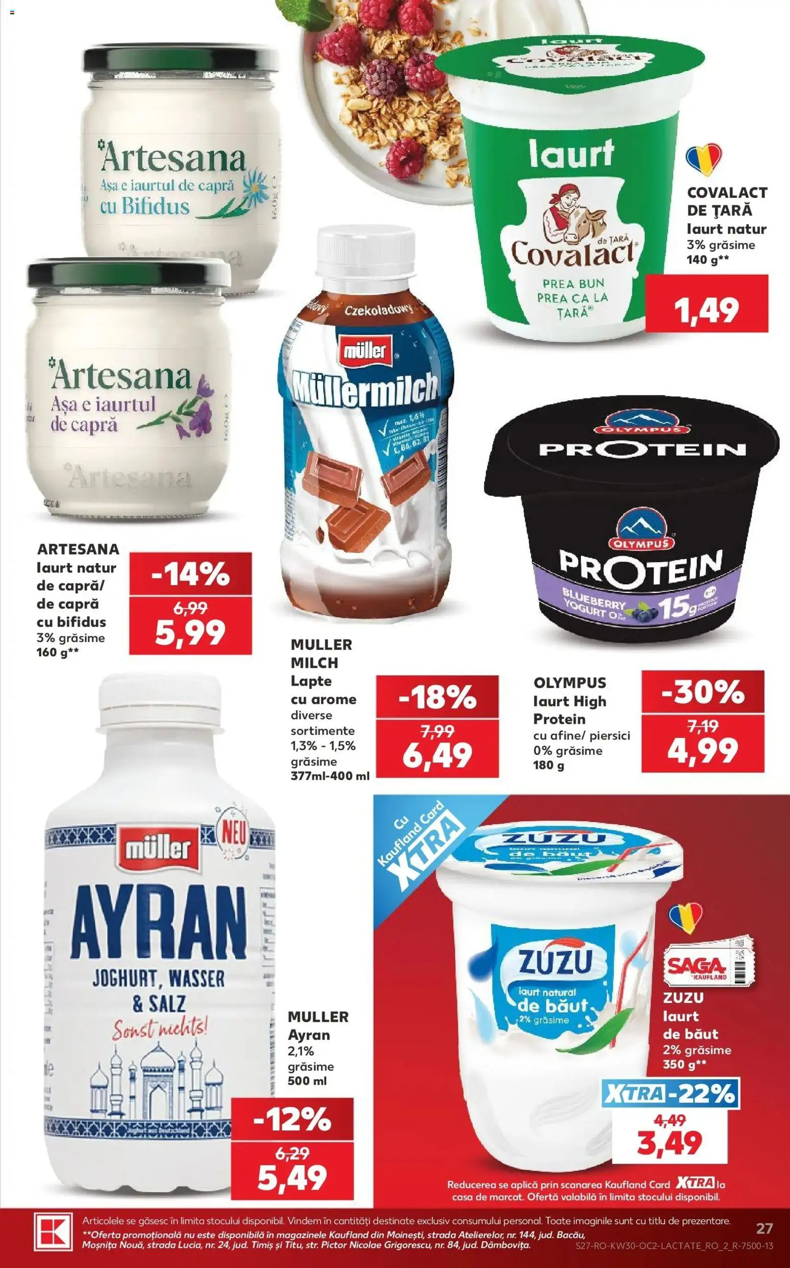 Noul catalog Kaufland – valabil de la 22.07.2026 | Pagină: 27 | Produse: Zuzu, Covalact de tara, Lapte, Iaurt