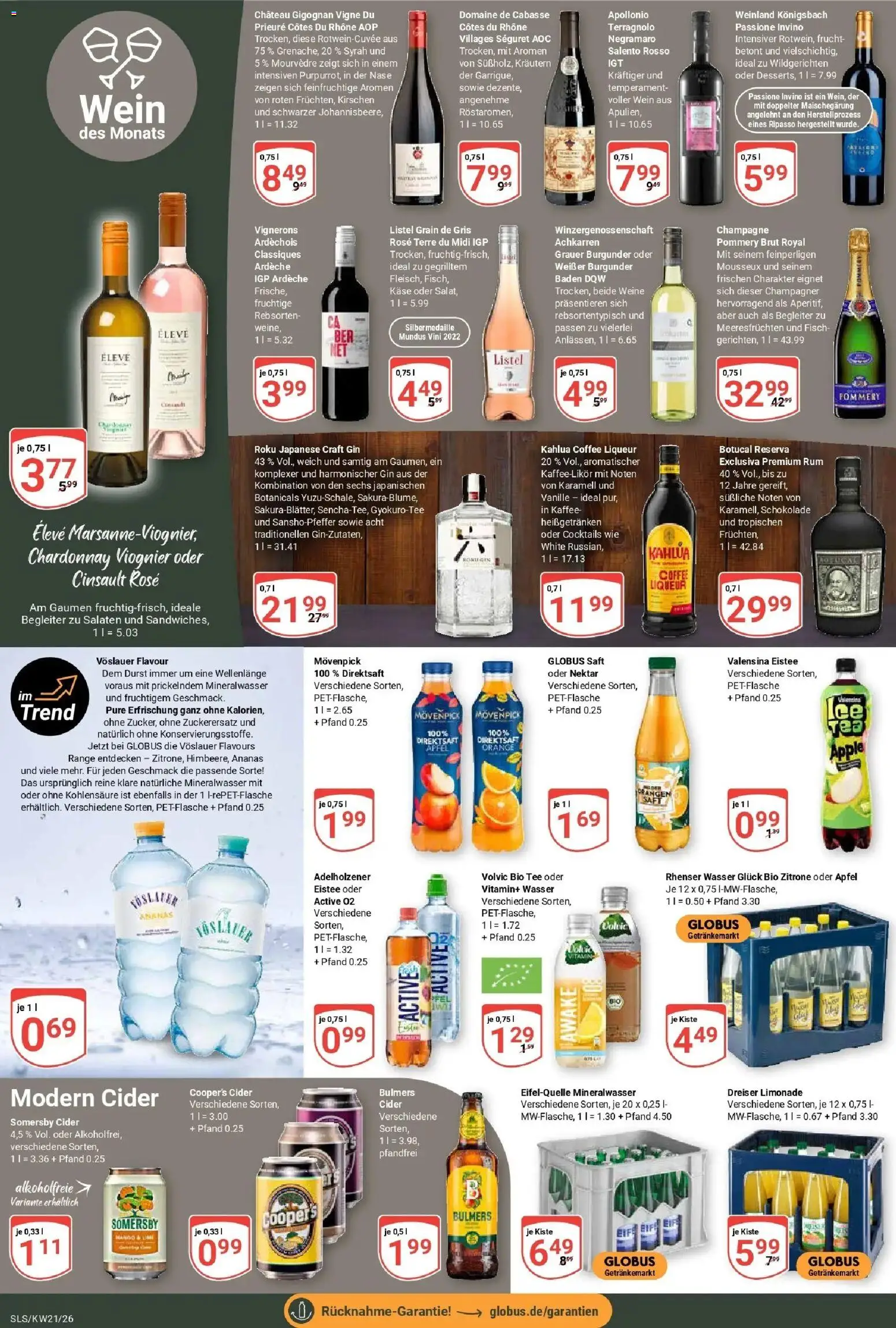 Globus Prospekt Saarlouis – gültig ab 17.05.2026 | Seite: 15 | Produkte: Limonade, Mineralwasser, Wein, Gin