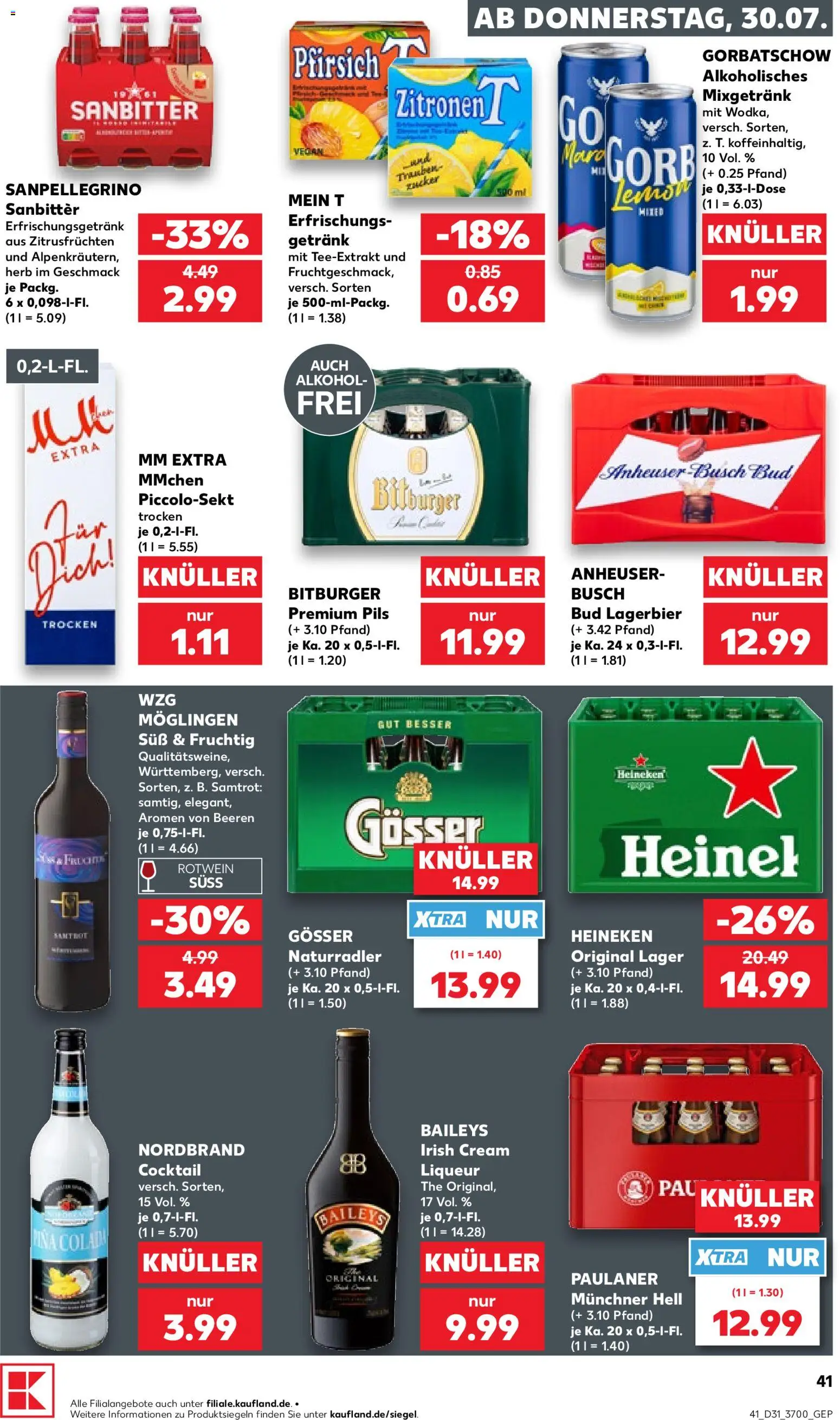 Kaufland Prospekt Rostock – gültig ab 30.07.2026 | Seite: 41 | Produkte: Bitburger, Heineken, Zucker, Pfirsich