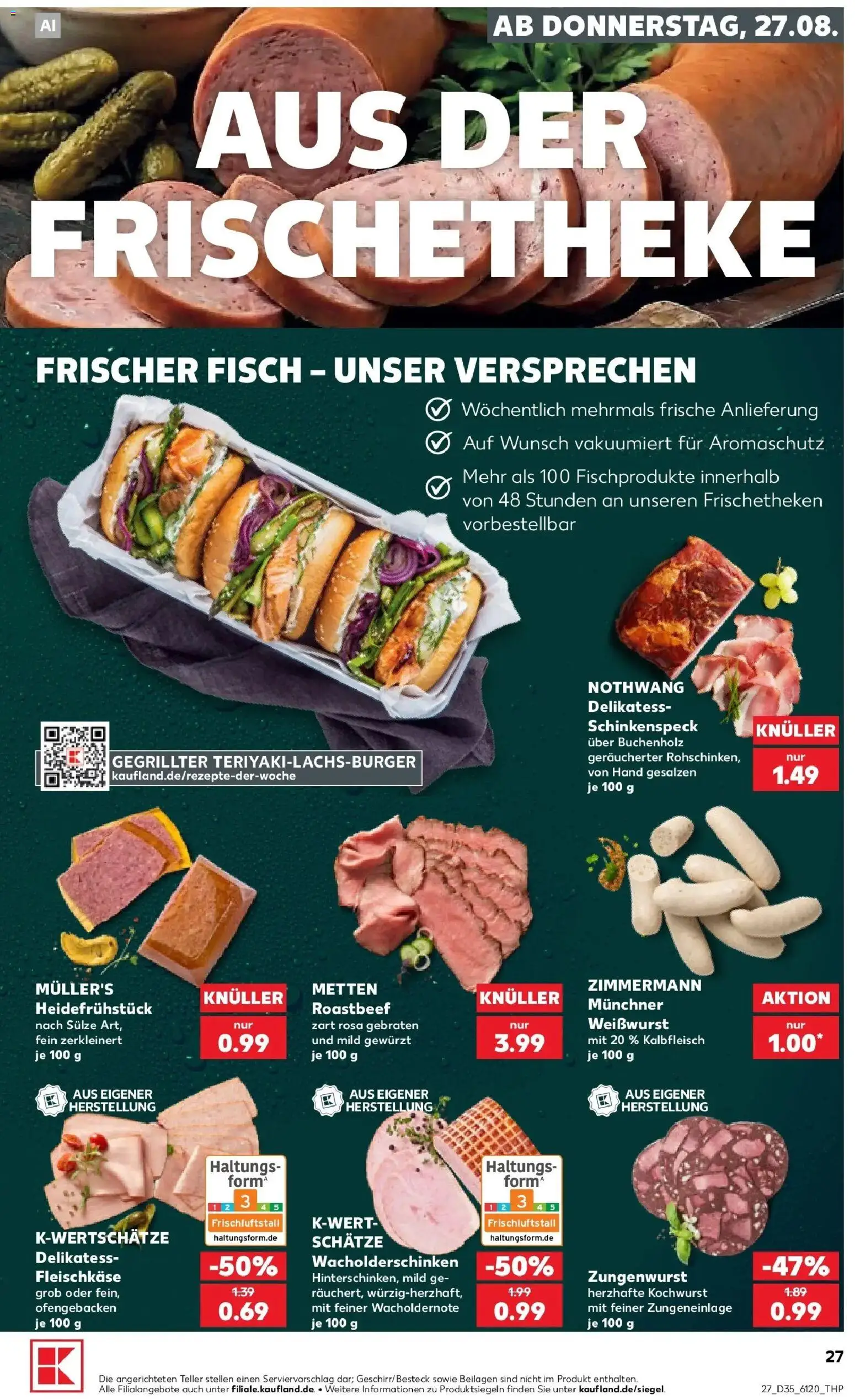 Prospekt Kaufland ab 24.08.2026 » Angebote Online zum Blättern | Seite: 38 | Produkte: Beilagen, Weißwurst, Roastbeef, Fisch