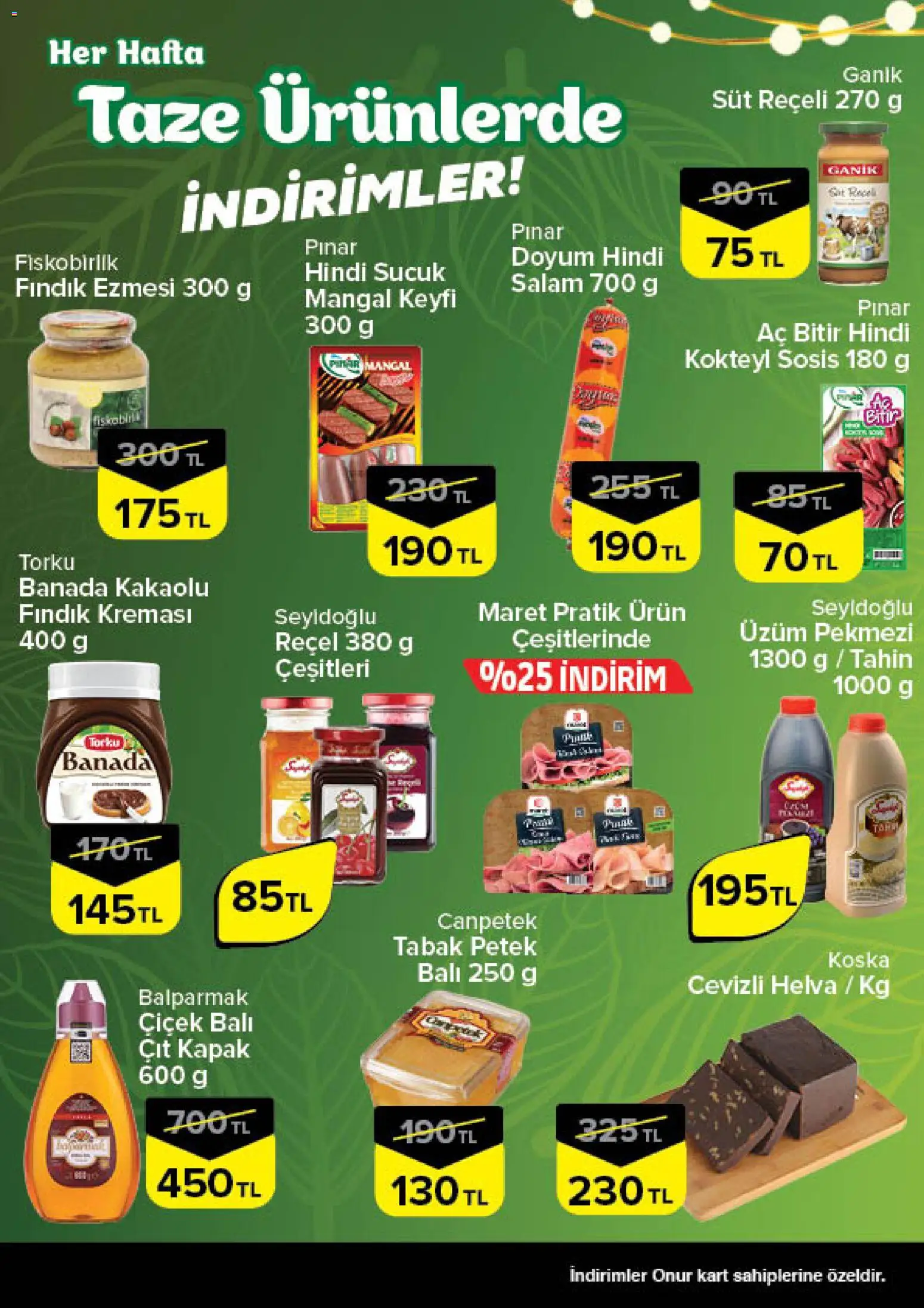Onur Market - Taze Ürünlerde İndirimler - İstanbul - 21.05.2026 tarihinden itibaren geçerlidir | Sayfa: 3 | Ürünler: Süt, Salam, Fındık, Sucuk