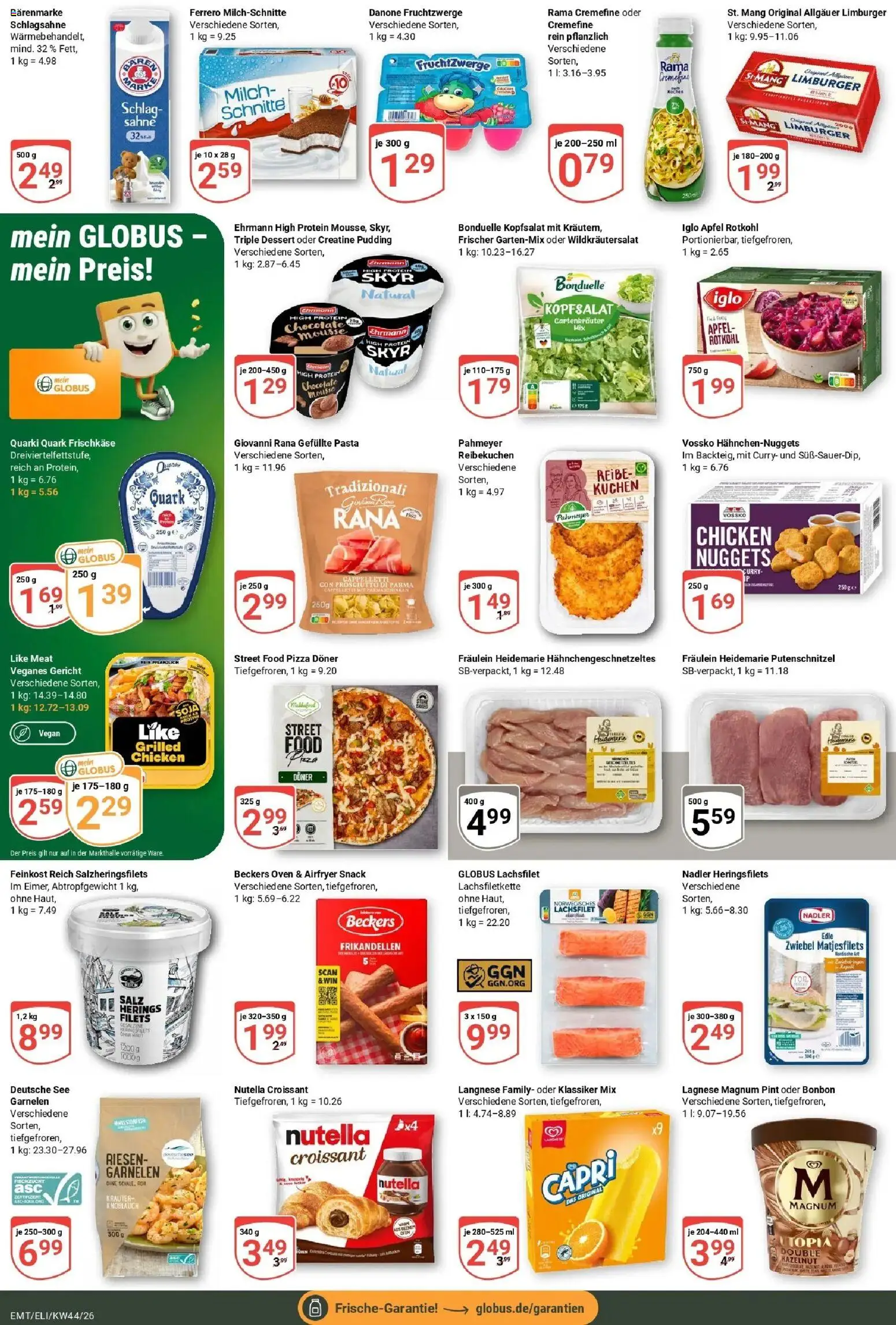 Globus Prospekt Erfurt-Linderbach (ab 26.10.2026) » Angebote online | Seite: 8 | Produkte: Milch, Rama cremefine, Pasta, Ferrero milchschnitte