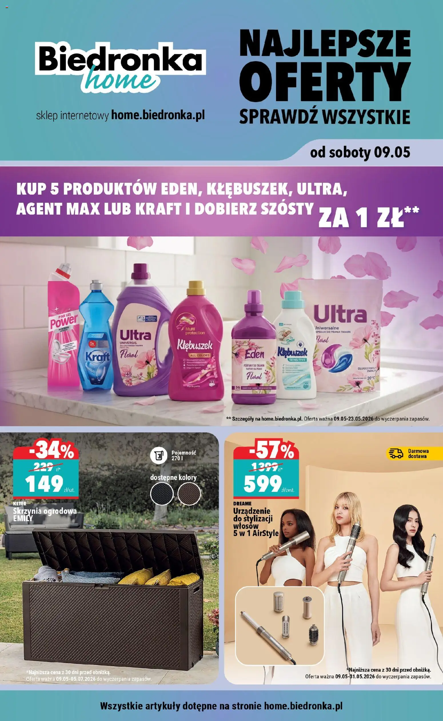 Biedronka gazetka - Home od 09.05.2026 | Strona: 1 | Produkty: Cleaner, Perfumy, Kapsułki do prania, Detergent